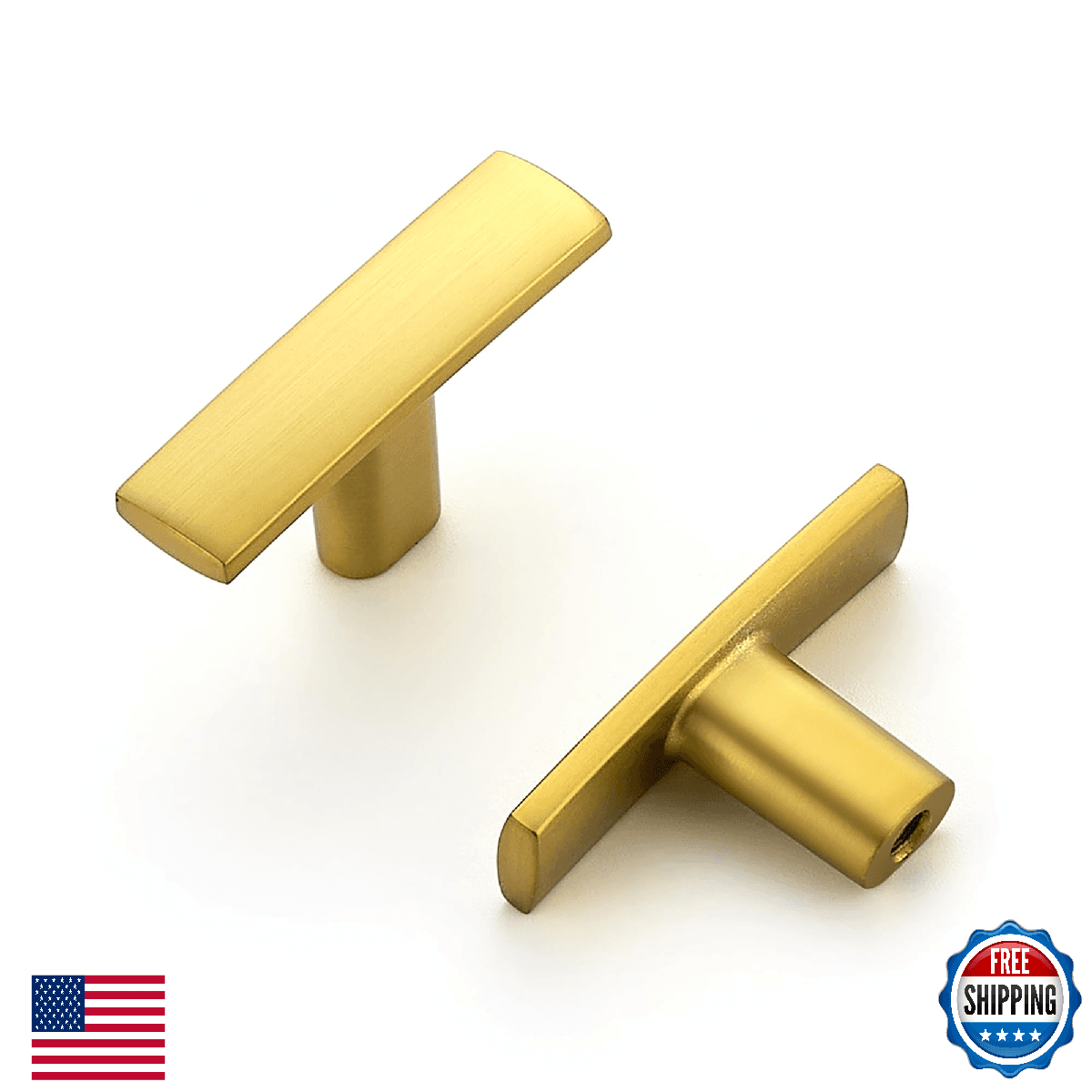 Ravinte 20 Pack Brushed Brass Cabinet Handles 1-3/4 Inch Arch Drawer Pulls Kitch - Image 1
