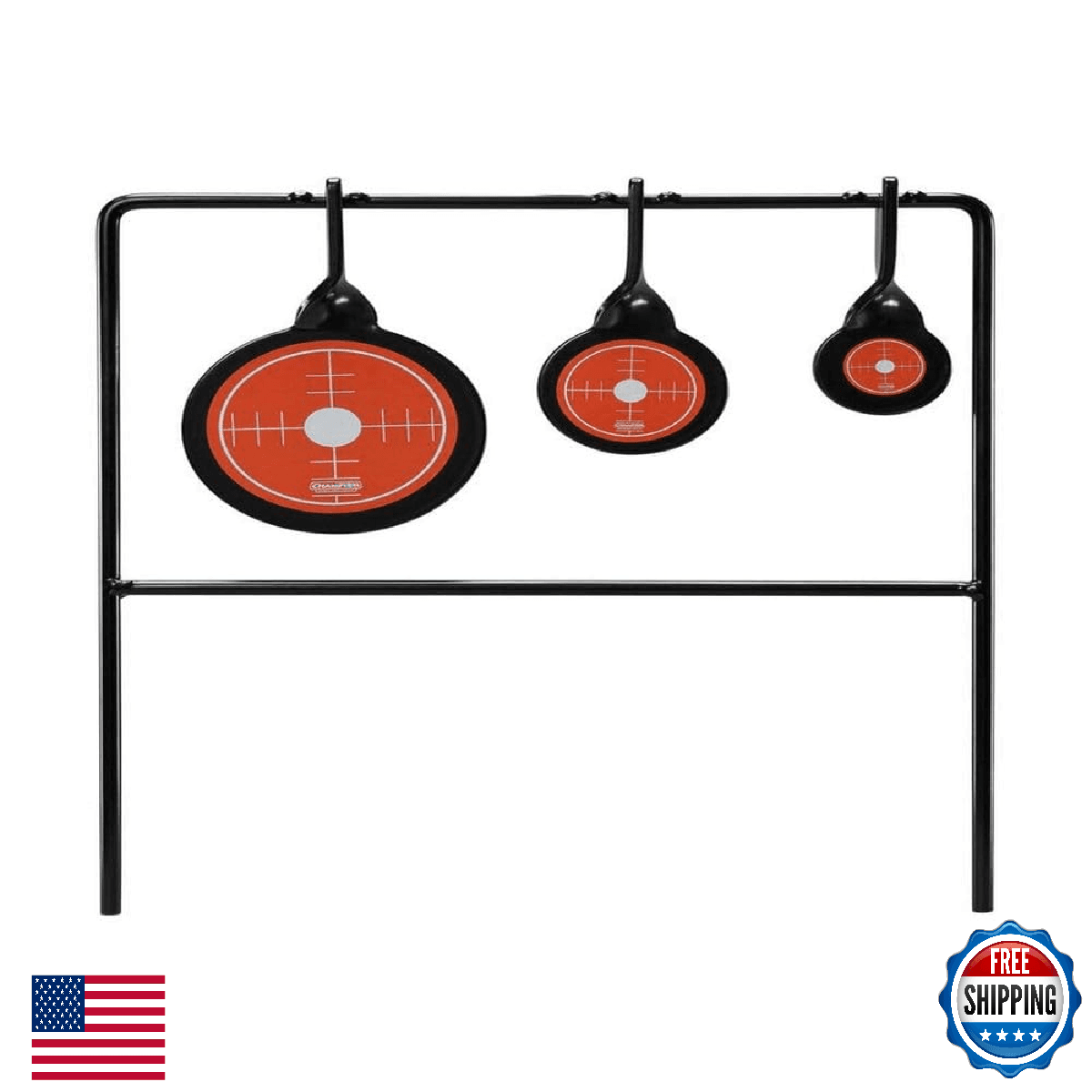 Champion Rimfire Triple Gong Spinner Target - Durable Steel, .22LR Fun - Image 1