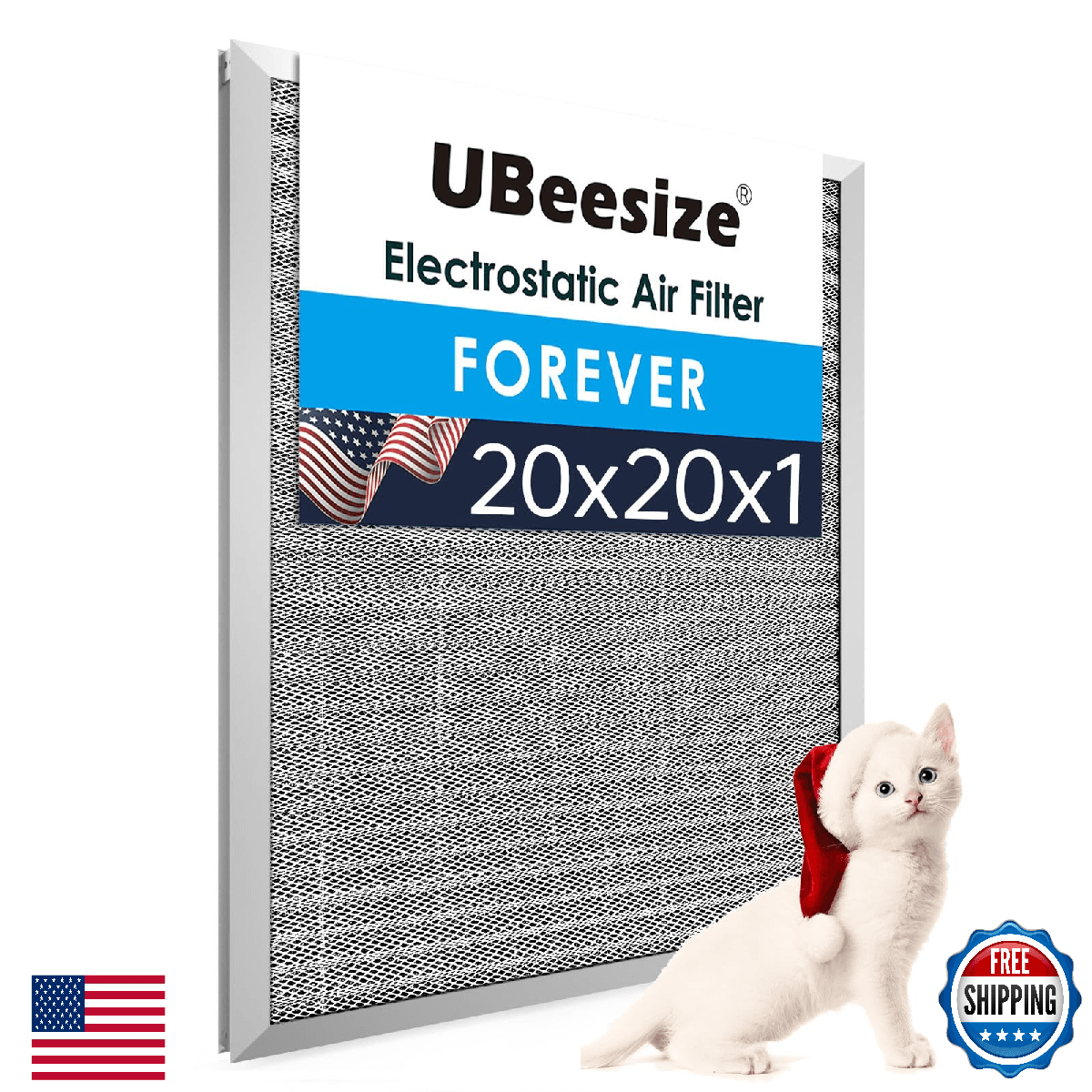 UBeesize 20x20x1 Reusable Air Filter Washable MERV 8 Electrostatic HVAC AC Furna - Image 1