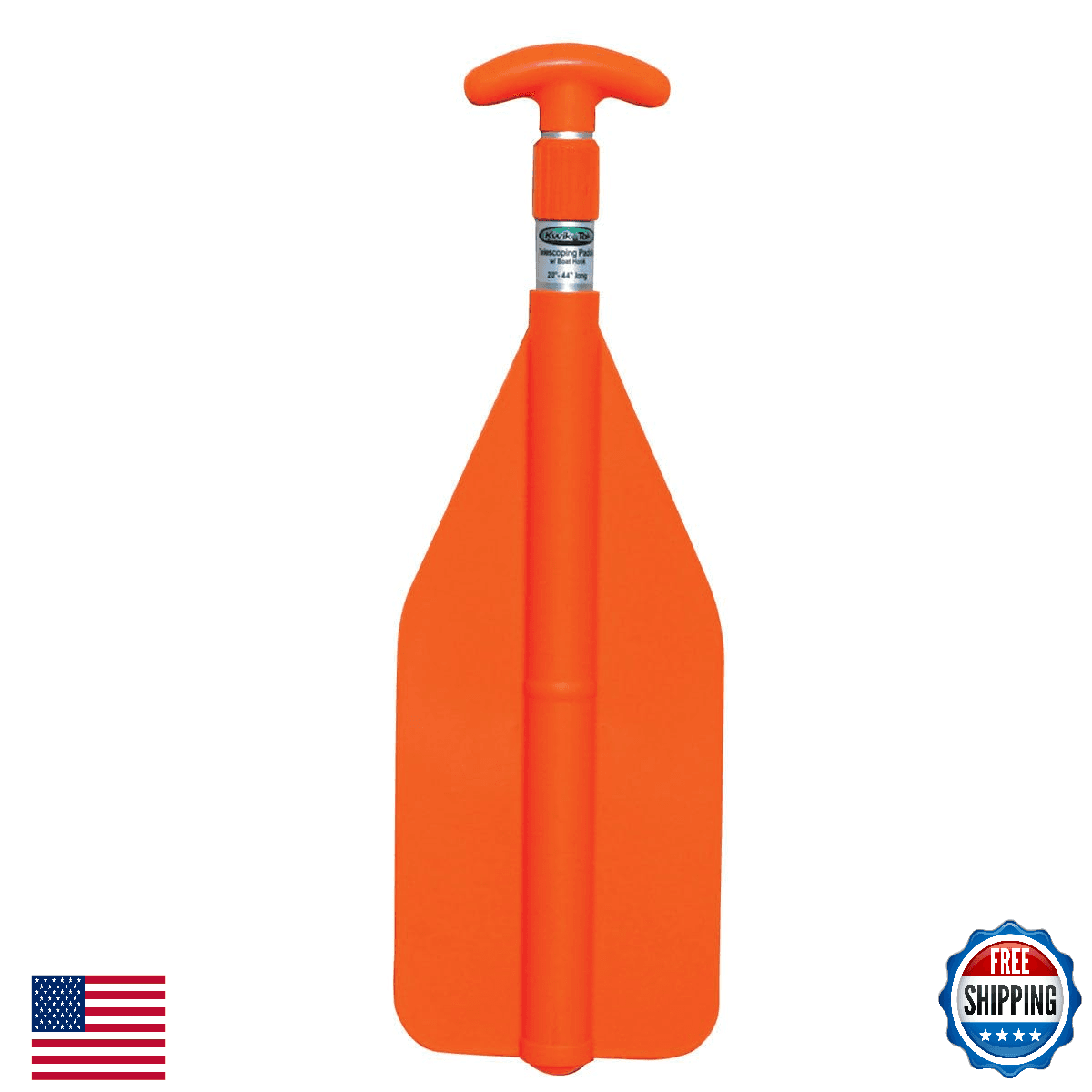 Telescoping Paddle 20-42" Adjustable Aluminum Shaft Boat Hook Orange Blade - Image 1