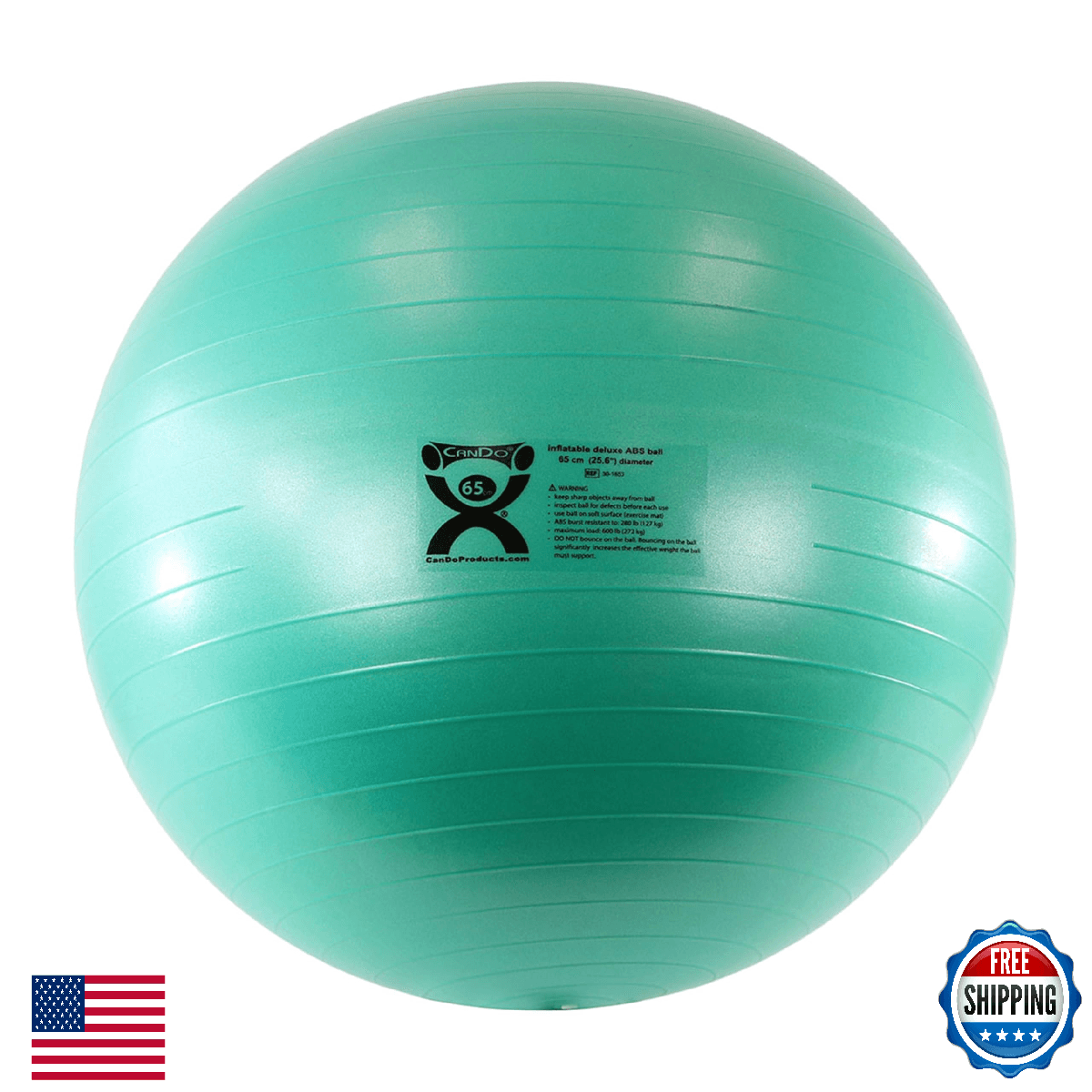 CanDo Deluxe Inflatable Exercise Ball, Green, 25.6", Extra Thick, Non-Slip - Image 1