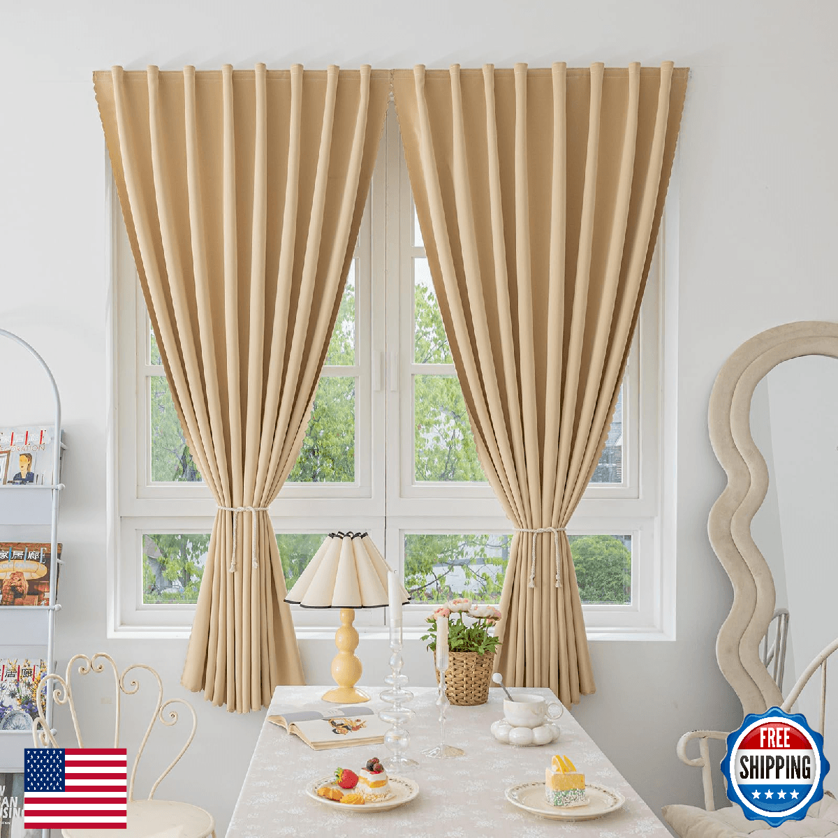 Jilron Magic Tape Blackout Curtains for Bedroom - No Drilling, Easy Install - Image 1
