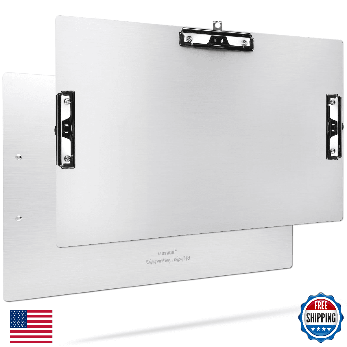 3 Clip Aluminum 11x17 Clipboard Metal Stainless Hangable Clipboards Art Pen - Image 1