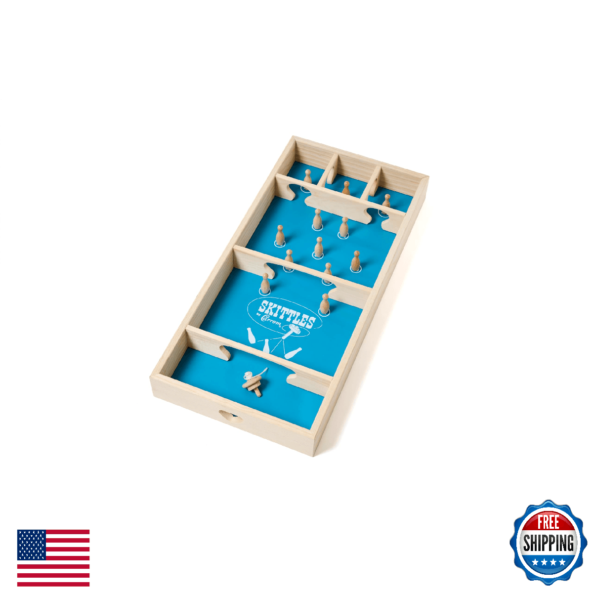 Carrom Skittles Game – Large Board Games for Adults & Children – Wooden Family B - Image 1