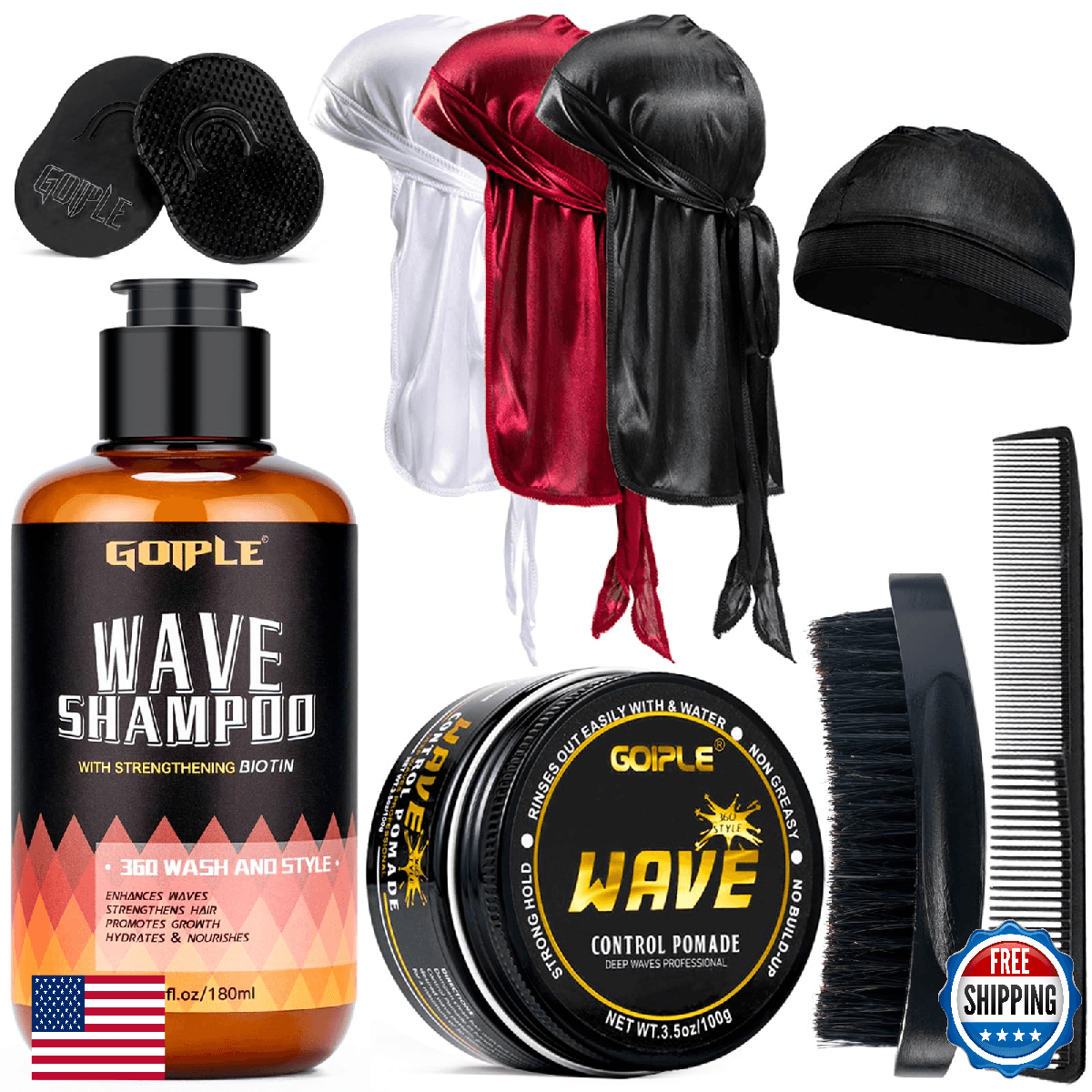 Goiple Waves Pomade-360 Waves Wash Shampoo -Wave Shampoo for Black Men 360 Wave - Image 1