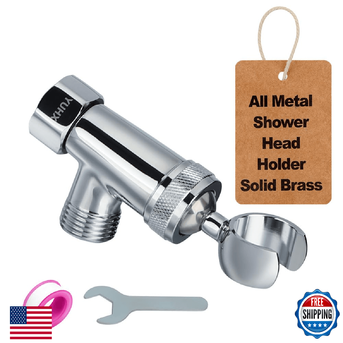 All Metal Brass Adjustable Shower Head Holder for Handheld Shower Arm Bracket - Image 1