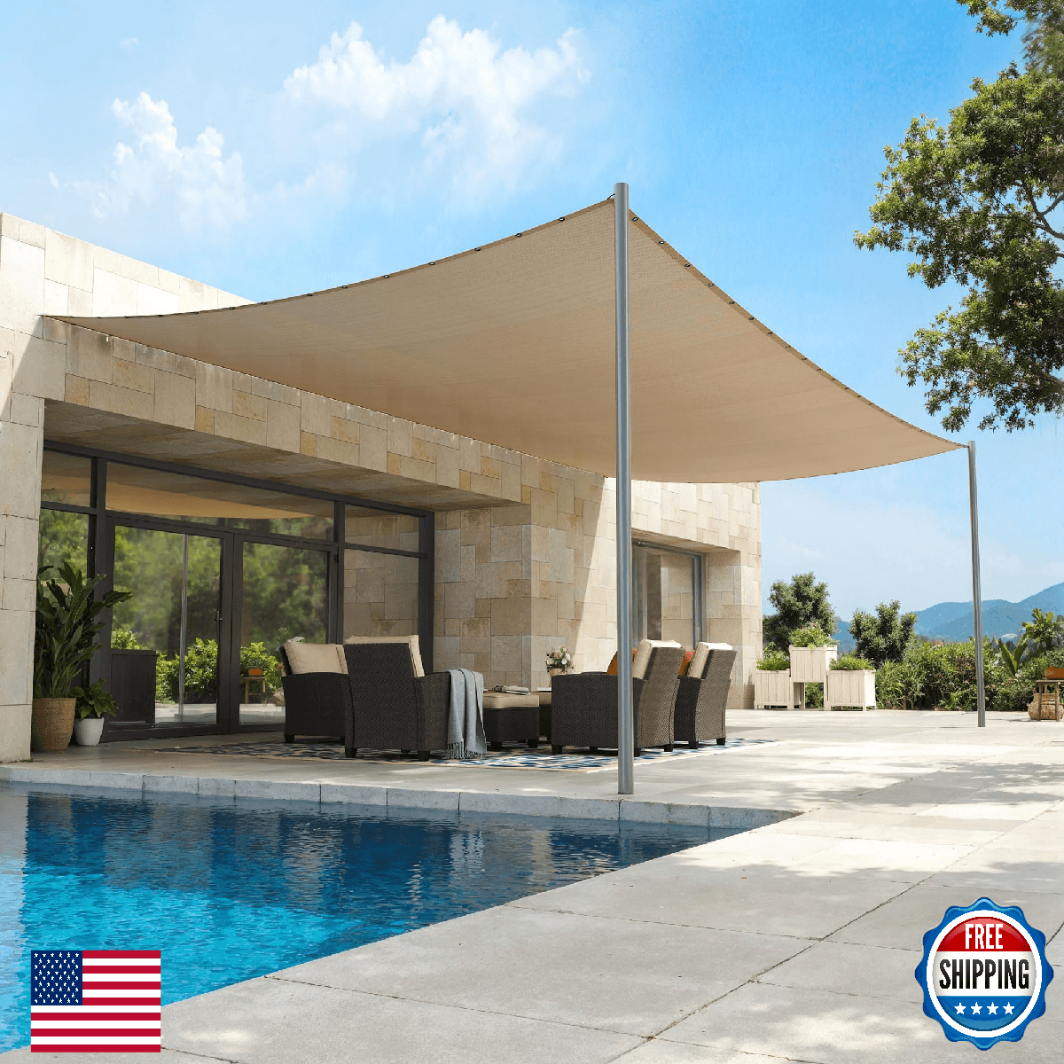 VICLLAX 90% Shade Fabric Sun Shade Cloth with Reinforced Grommets & D-Ring Eyele - Image 1