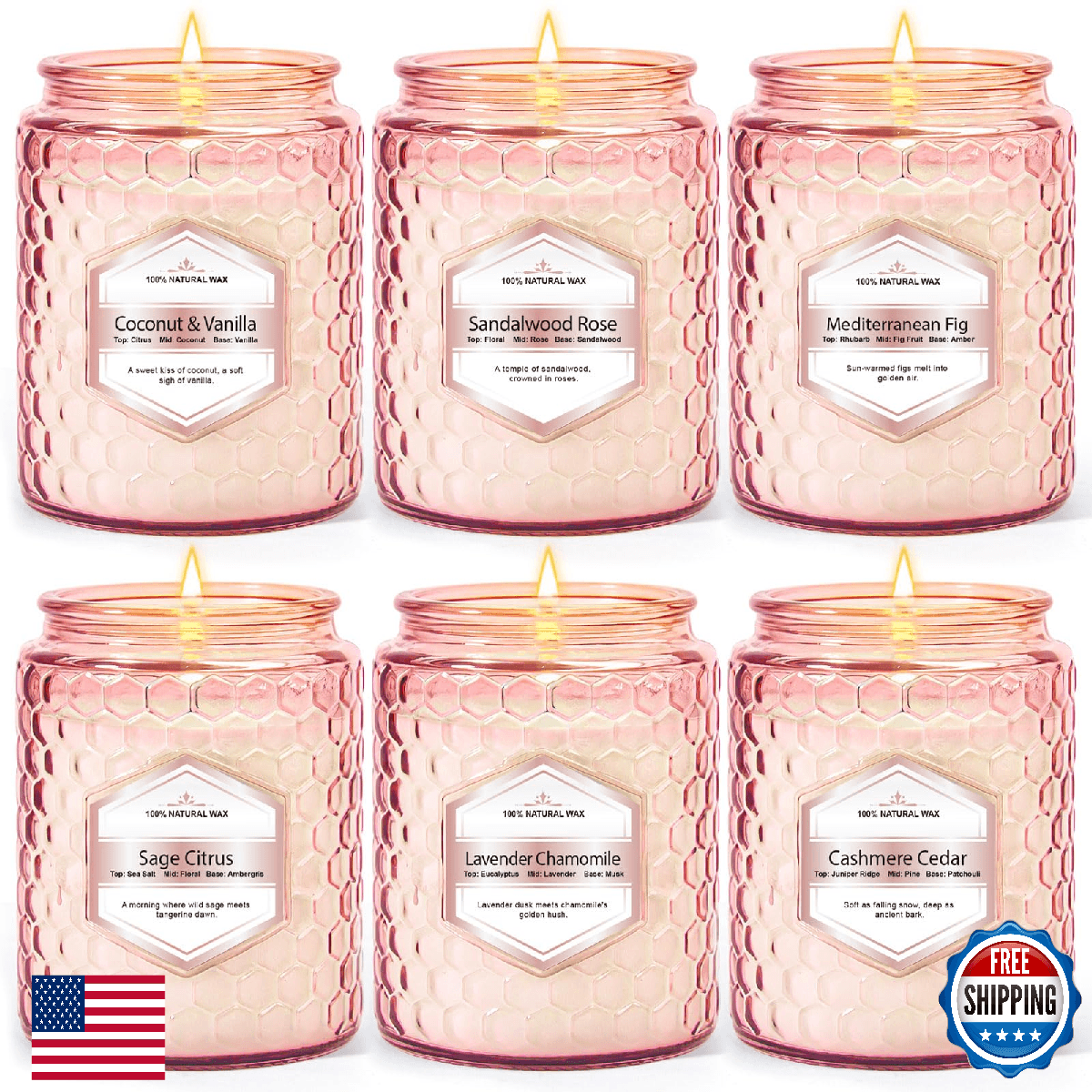 6 Pack Soy Wax Candles Sets, Scented Candles Gifts Sets for Women Birthday Chris - Image 1