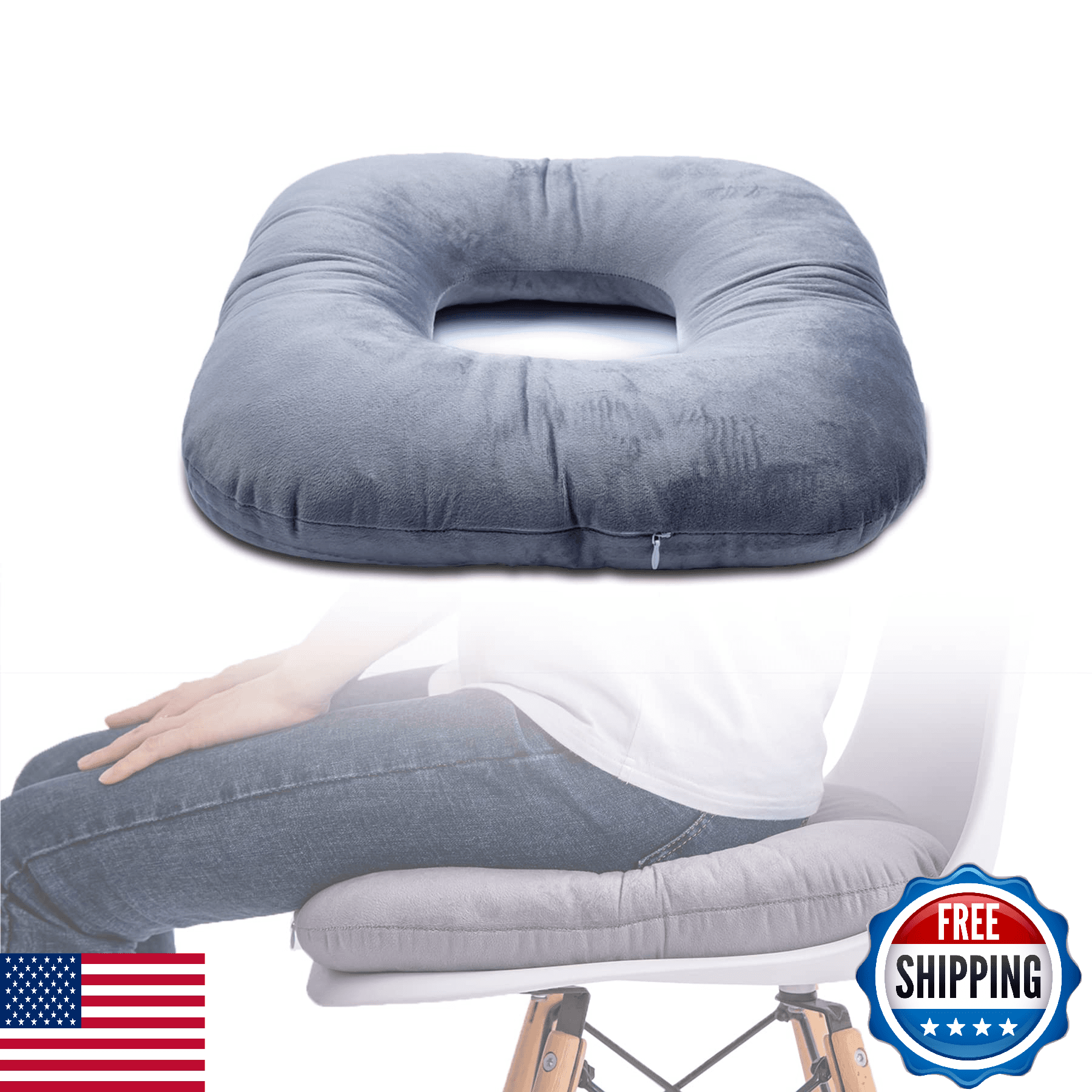 Hshbxd Donut Pillow for Tailbone Pain Relief, Hemorrhoid Wheelchair Cushion - Image 1