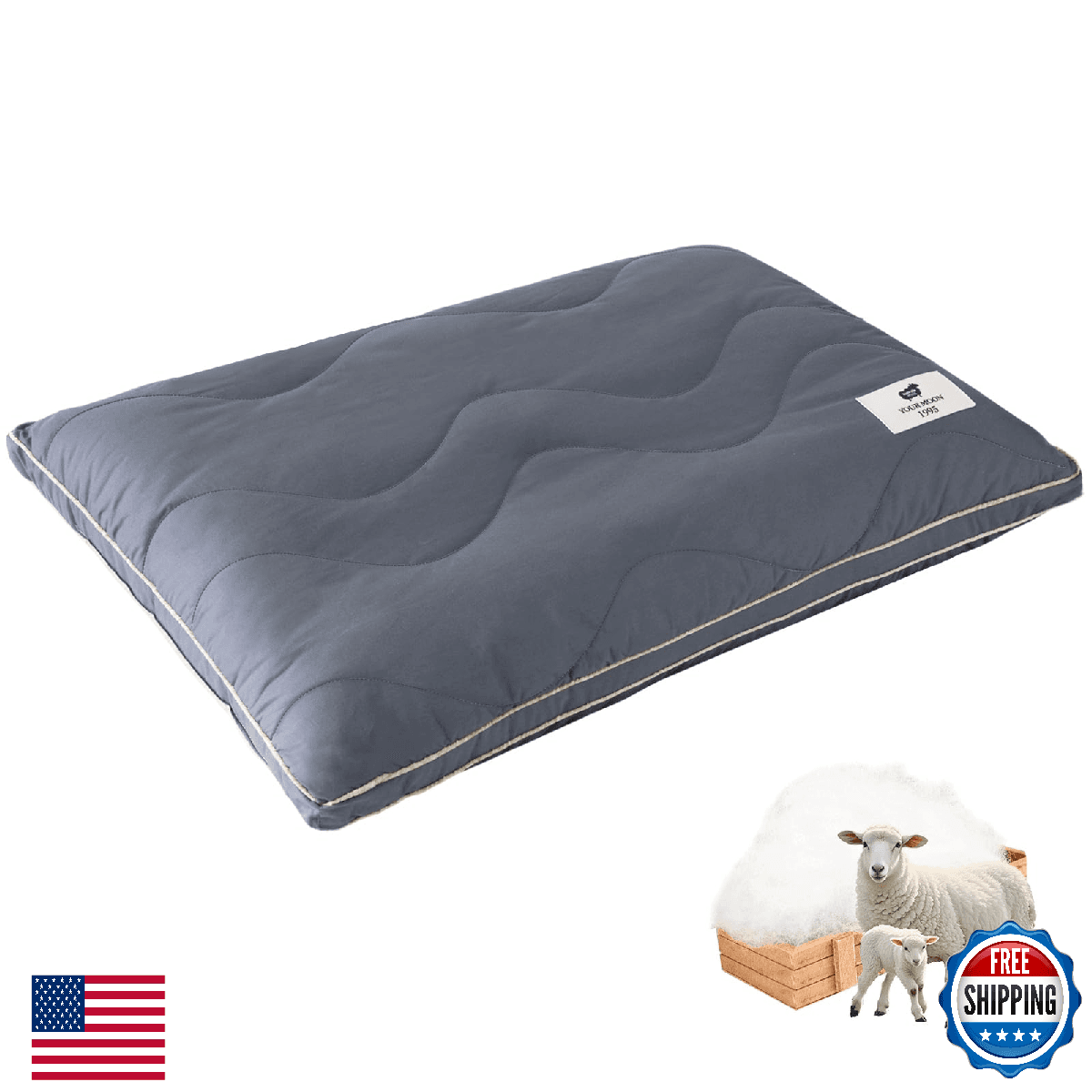 YOUR MOON Soft Organic Wool Pillow King, Flat & Thin Wool Pillow for Sleeping, L - Image 1