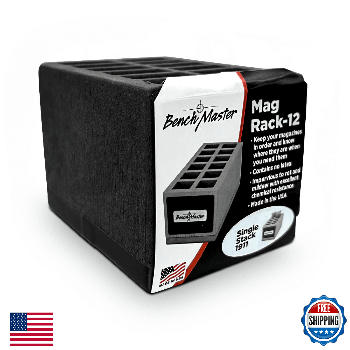Benchmaster 1911 Single Stack 12-Unit Magazine Rack Gun Safe Organizer - Image 1