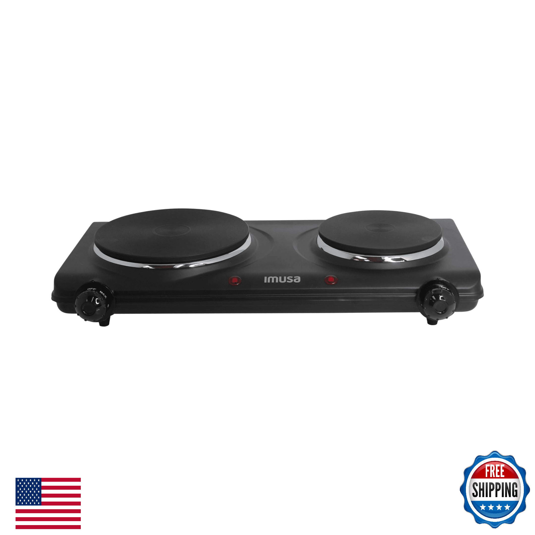 IMUSA Double Electric Hot Plate Cooktop Portable Black Adjustable Temp - Image 1