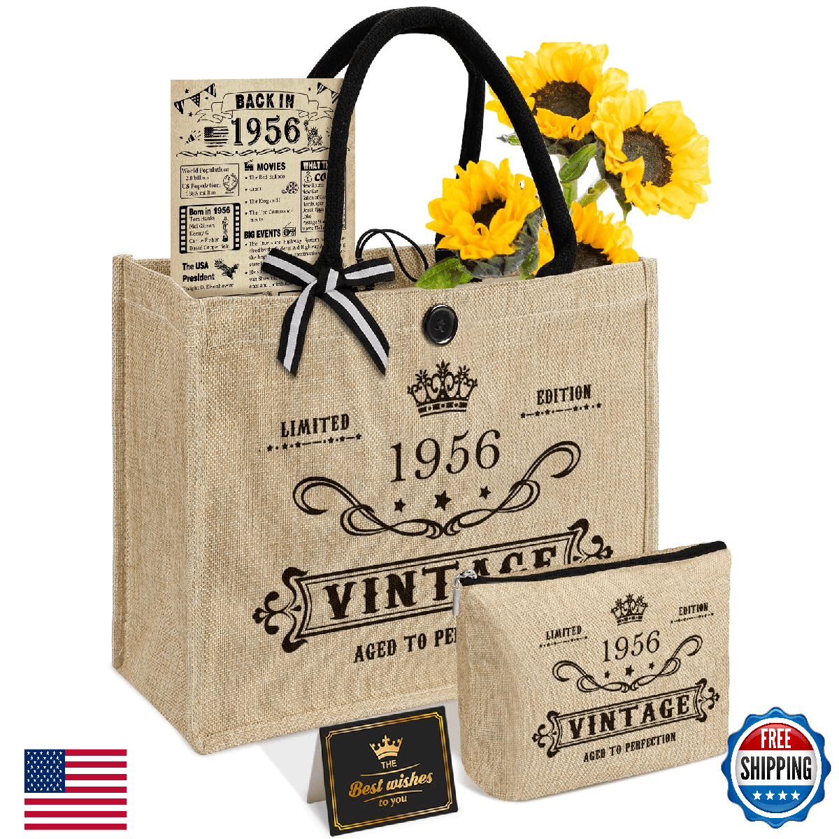 YeohJoy 70th Birthday Gifts for Women Reusable Grocery Bag, Unique 70 Years Old - Image 1