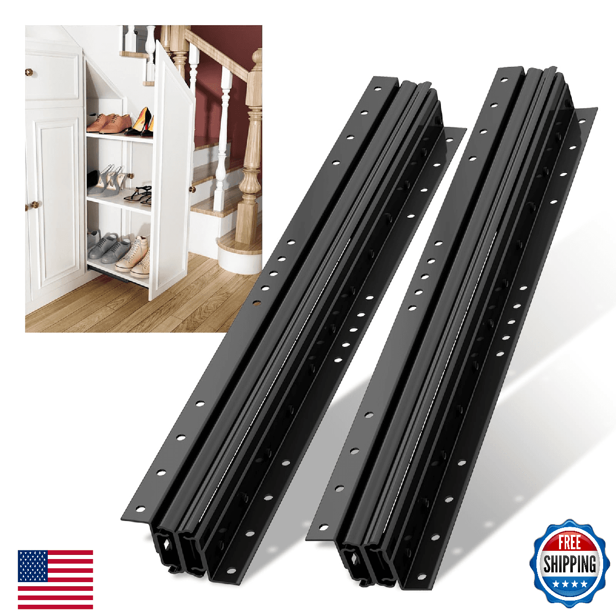 NECILO 16 Inch Undermount Heavy Duty Drawer Slides, 260 lbs Load Capacity, Full - Image 1