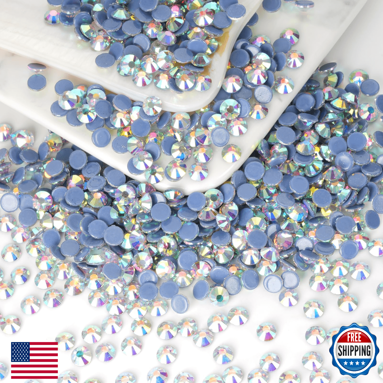 10000PCS Crystal AB Hotfix Rhinestones Bulk, Glass Crystal Hot Fix Rhinestones f - Image 1