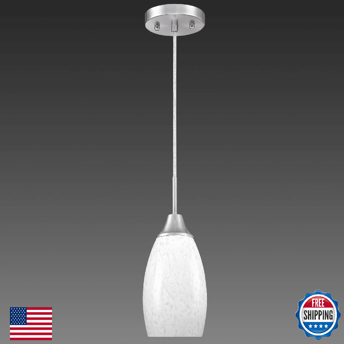 Viinew 4.72" Handblown Milk White Marble Art Glass Mini Pendant Light Fixture - Image 1