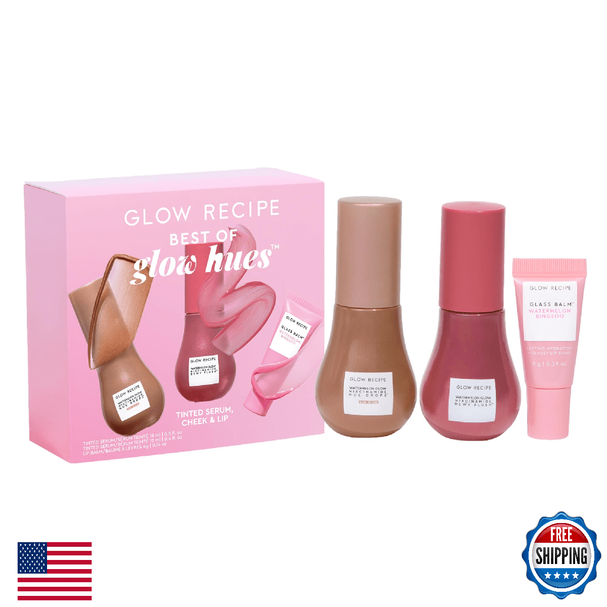 Glow Recipe Best of Glow Hues Kit - Travel Size Hue Drops Sun Glow, Full Size De - Image 1