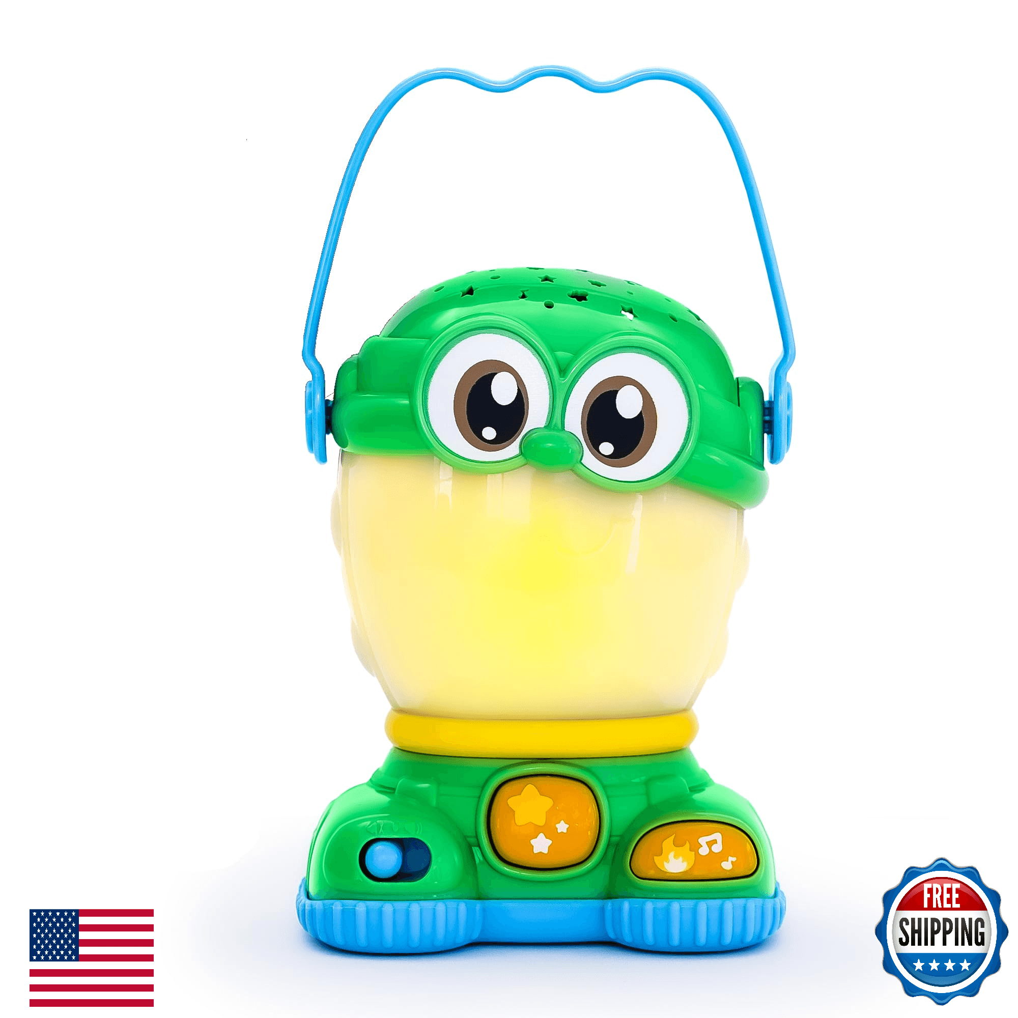 Kids Camping Lantern Night Light Star Projector, Soothing Sounds, Mini Portable - Image 1