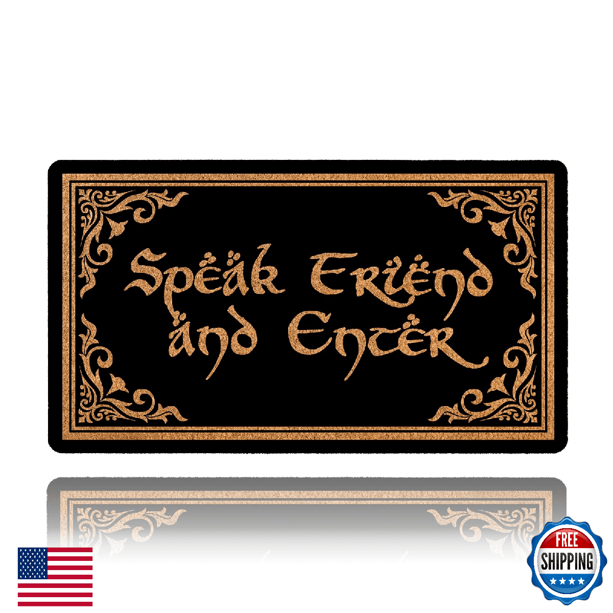 HAOWSMAT Welcome Funny Front Door Speak Friend and Enter Doormat Anti-Slip Mats - Image 1
