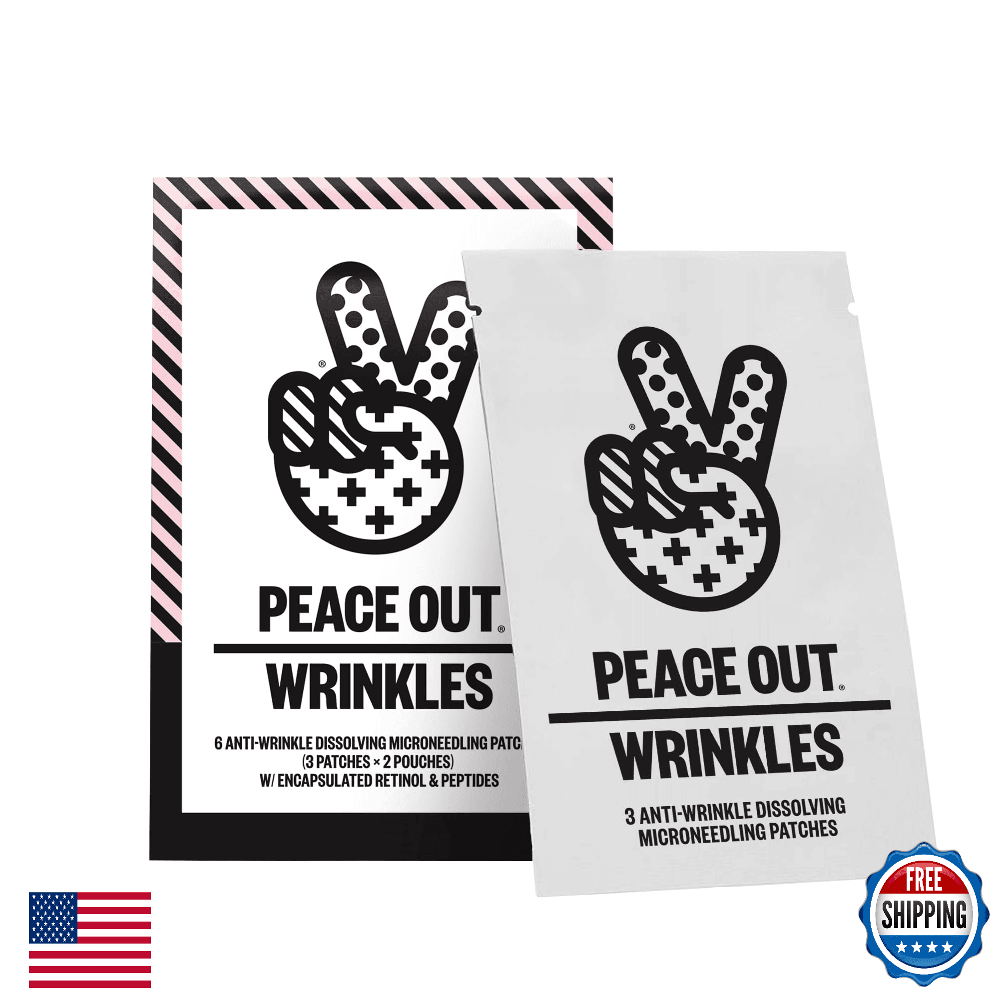 PEACE OUT Microneedling Wrinkle Patches Retinol Peptides Vitamin C 6 Patches - Image 1