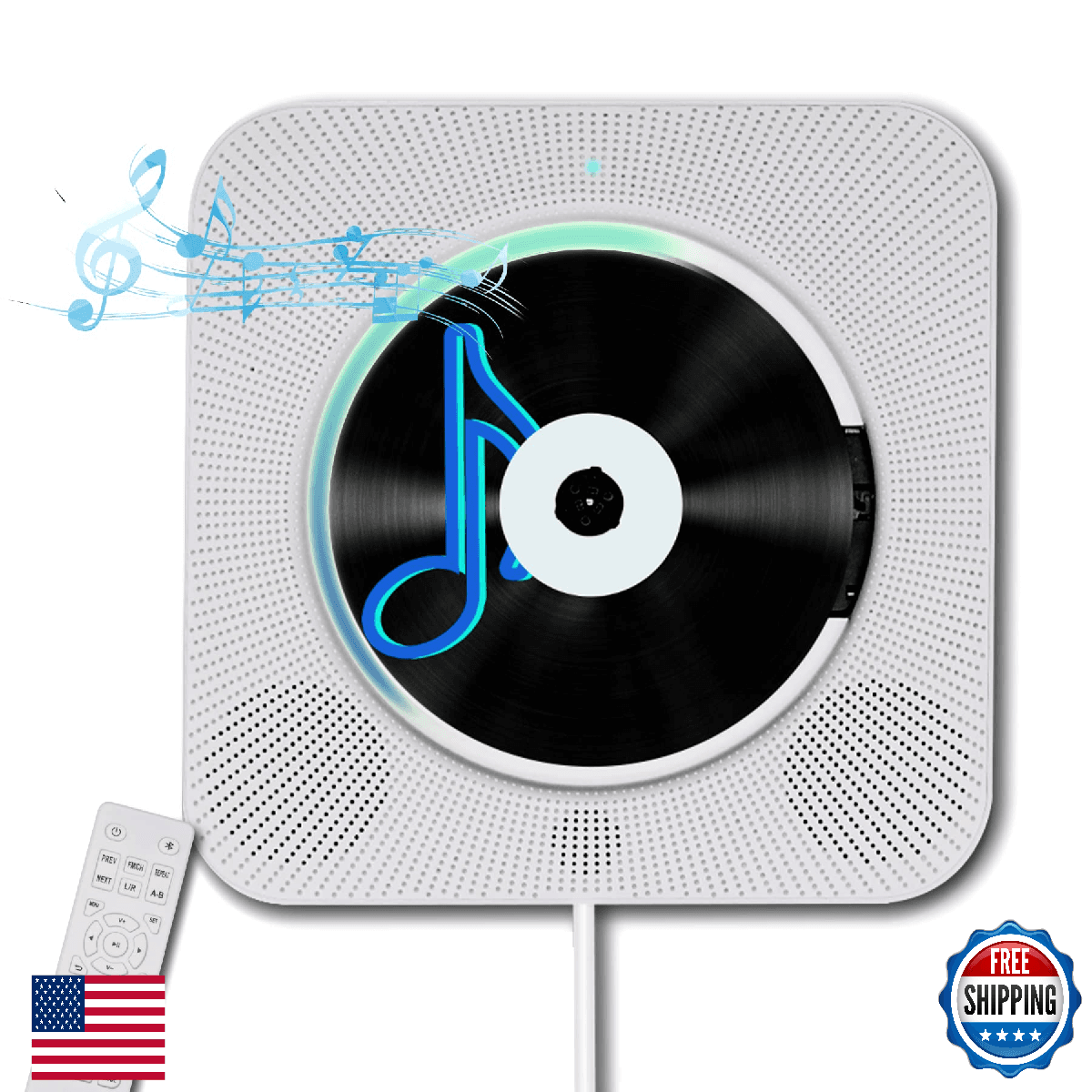 Homlab Portable Wall Mounted Bluetooth CD Player HiFi Speakers FM Radio Remote - Image 1