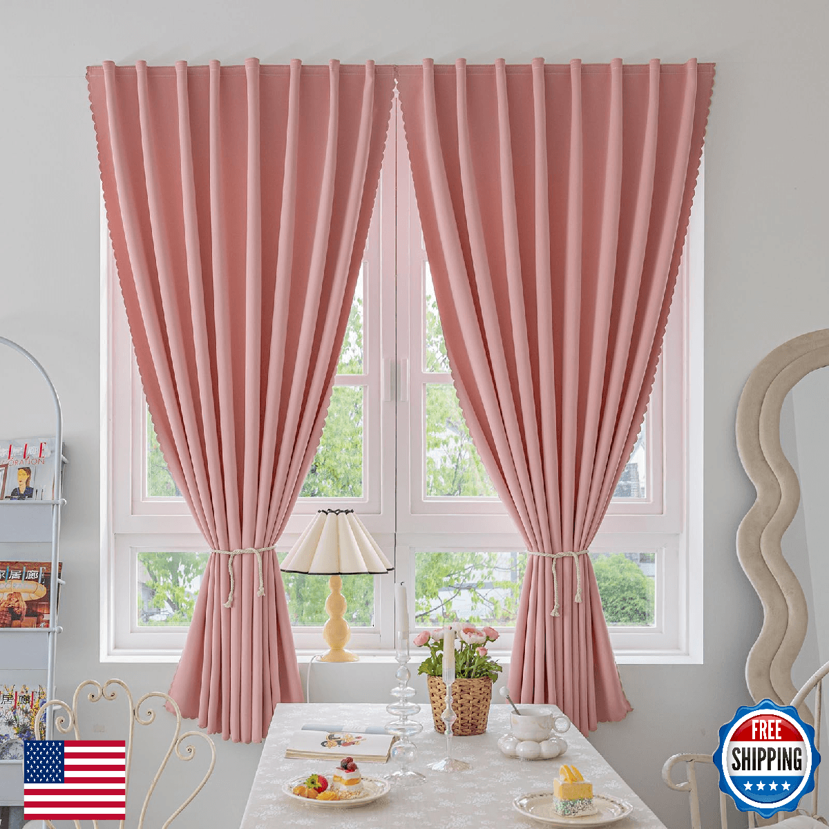 Jilron Magic Tape Blackout Curtains Self Adhesive Bedroom Easy Install No Drill - Image 1