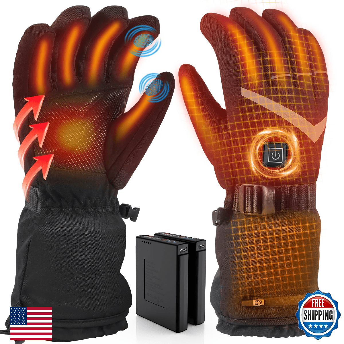 Rechargeable Heated Gloves for Men Women,7.4V/2 5000mAh Battery Electric Gloves - Image 1