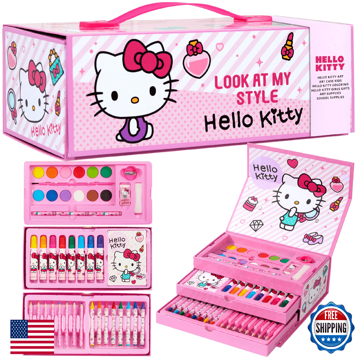 Hello Kitty Colored Pencils Art Supplies Kids Drawing Kit School Supplies Painti - Image 1