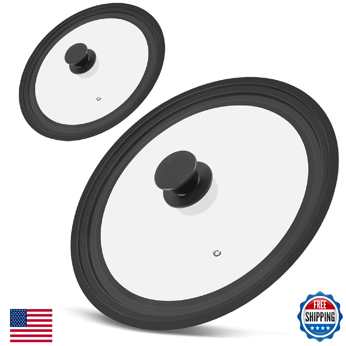 Universal Lid for Pots, Pans and Skillets, Tempered Glass Lid fit 7", 8", 9" & 1 - Image 1
