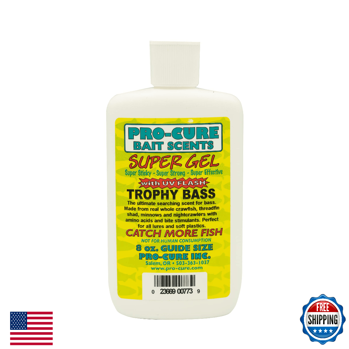 Pro-Cure Trophy Bass Super Gel, 8oz - Shad, Crawfish, Minnow Scent Formula - Image 1