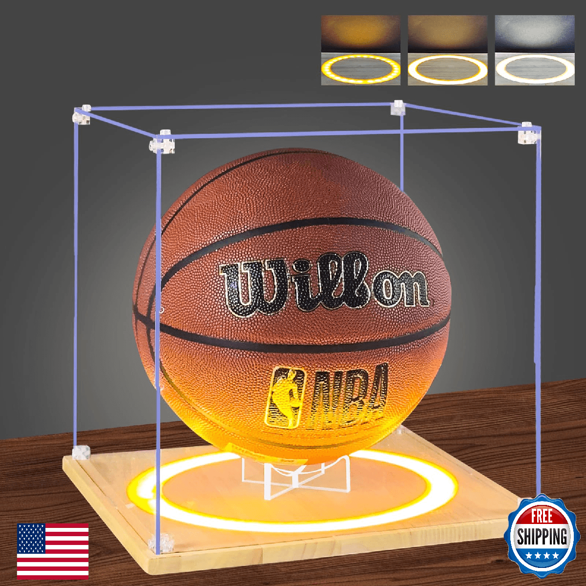 DORYBEN Basketball Display Case with Light, Full Size Acrylic Box with Removable - Image 1