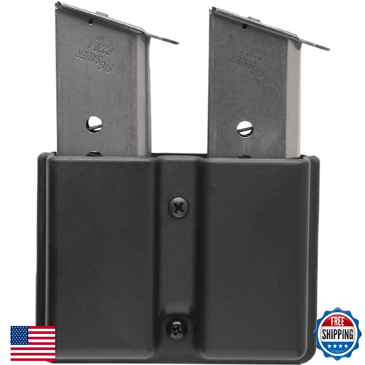 Uncle Mike's Kydex Off-Duty Concealment Single Stack Double Mag Carrier, Black - Image 1