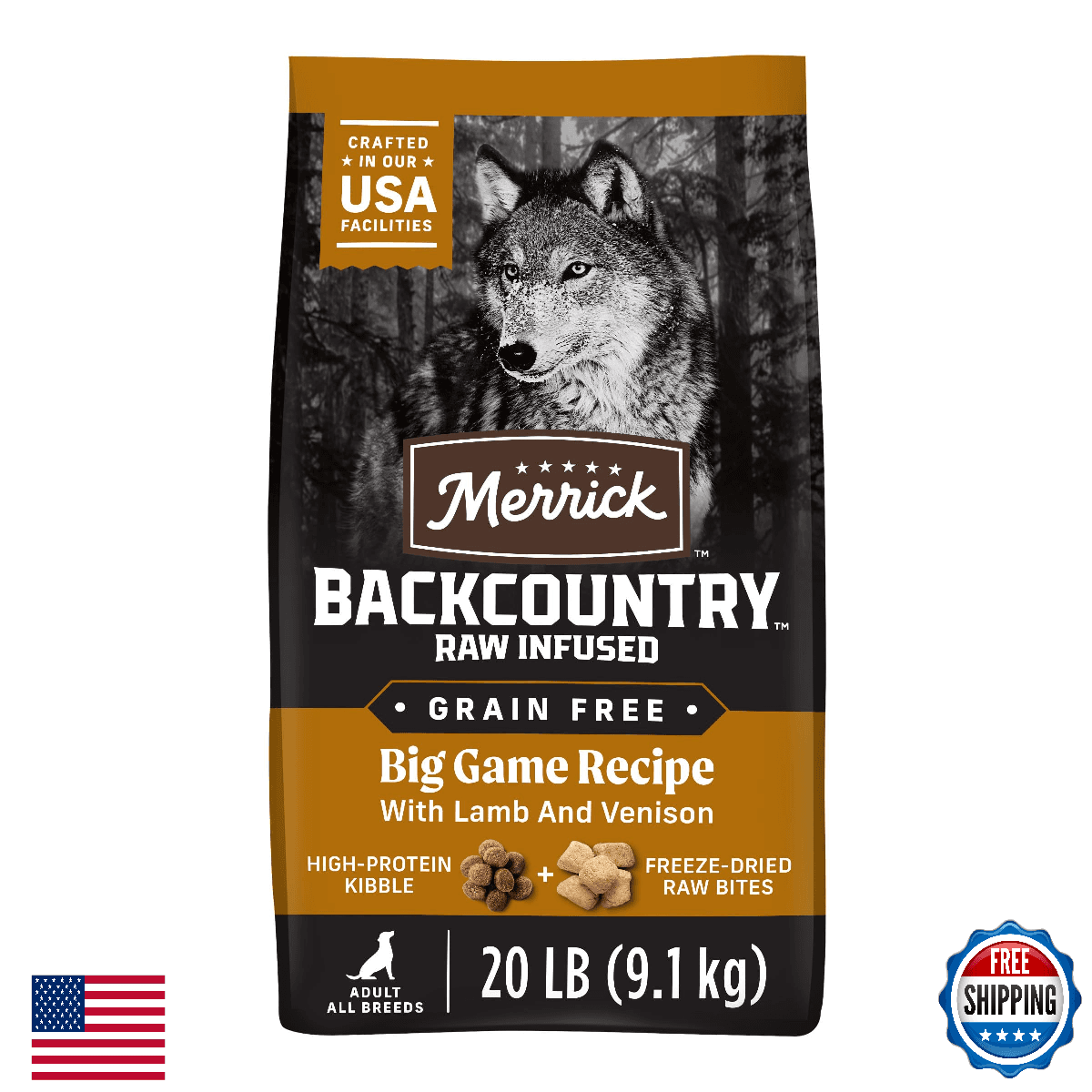 Merrick Backcountry Grain Free Dry Adult Dog Food, Kibble with Freeze Dried Raw - Image 1