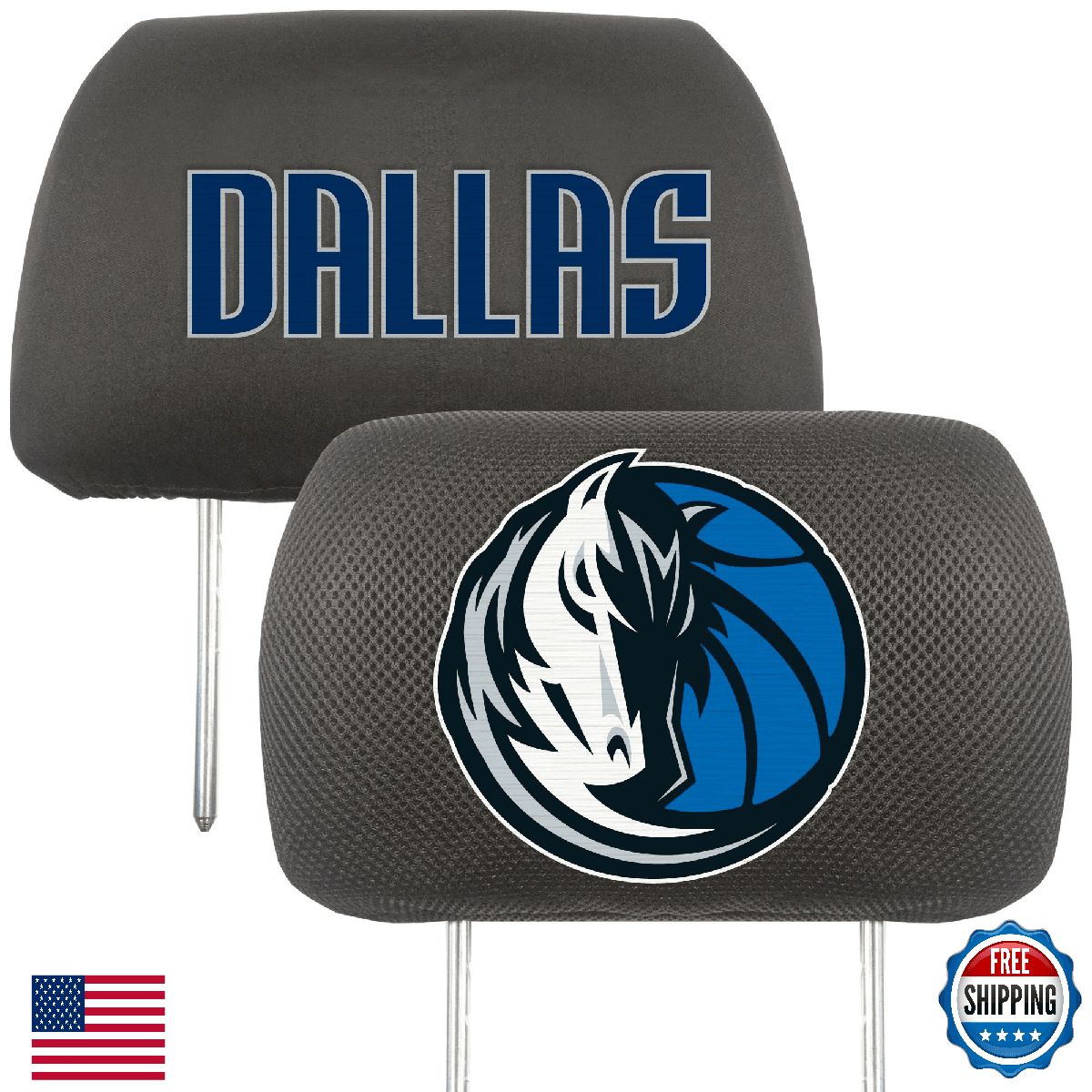 Fanmats NBA Dallas Mavericks Head Rest Cover 10x13 Set of 2 - Image 1