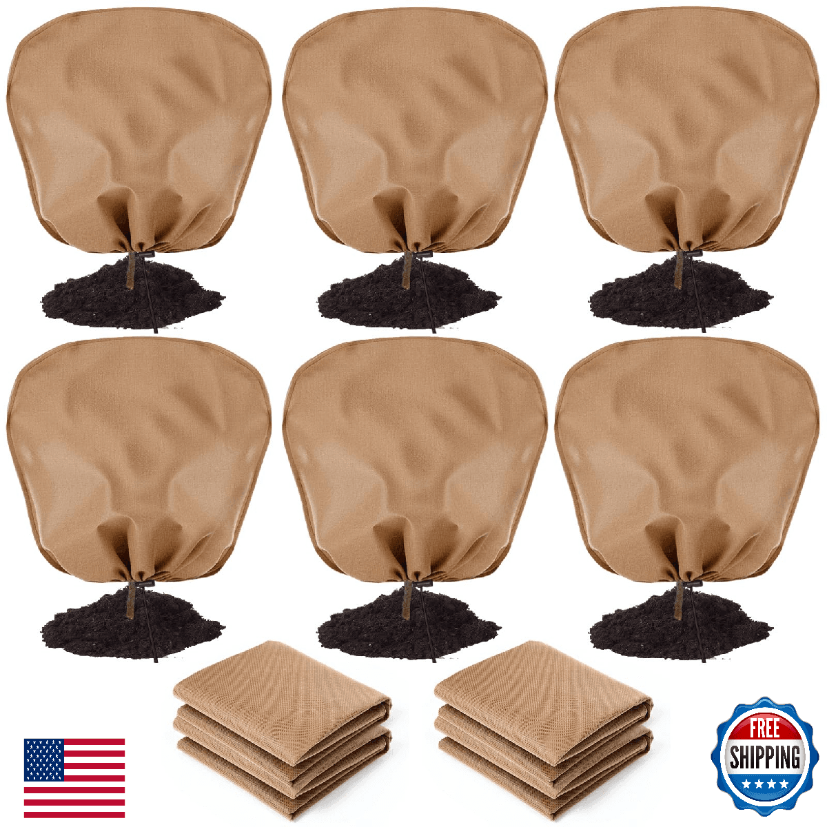Wesnoy 12 Pcs Winter Plant Covers Freeze Protection Reusable Plant Protector Bag - Image 1
