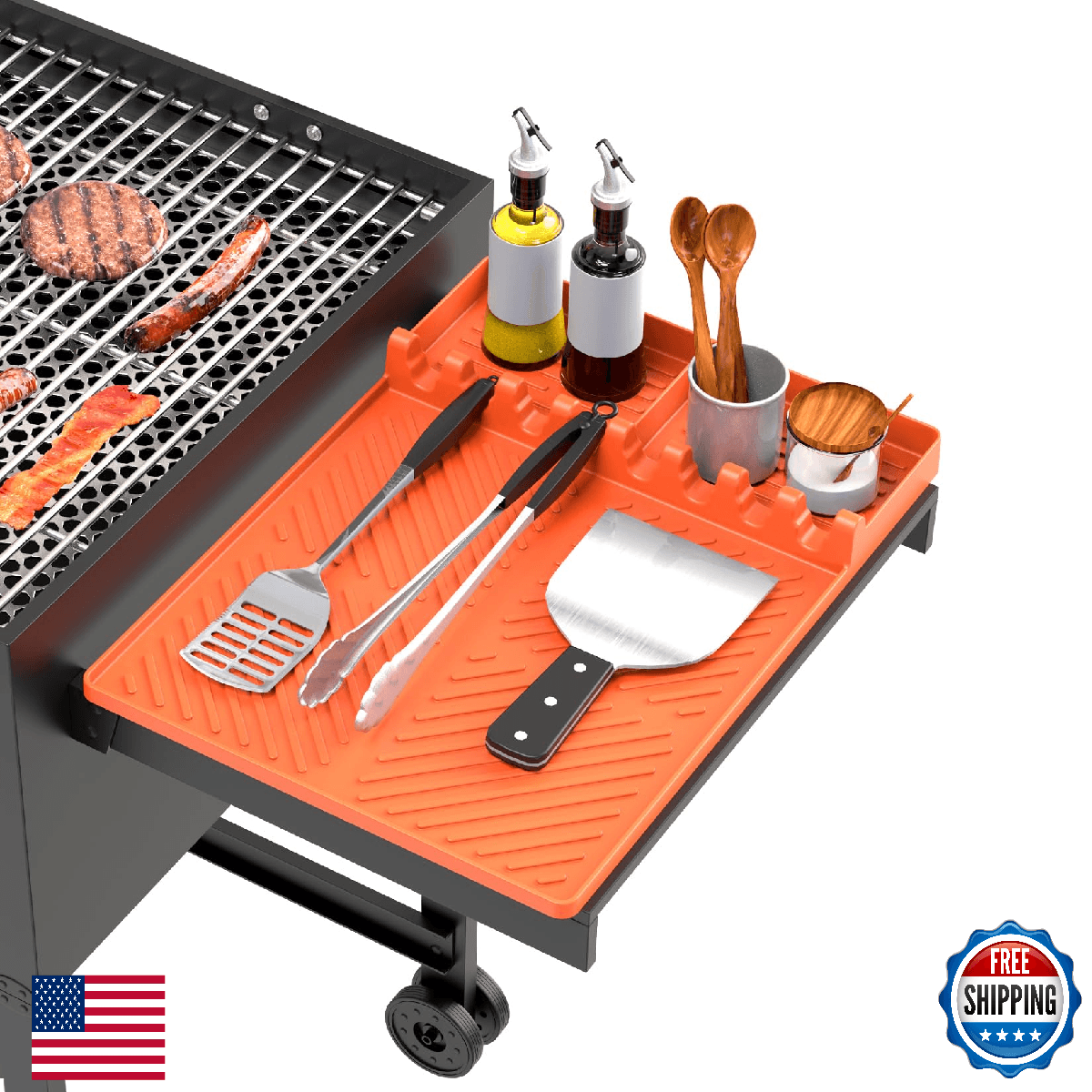 Silicone Grill Mat Compatible with Blackstone, BBQ Griddle Tools Mat with Drip P - Image 1
