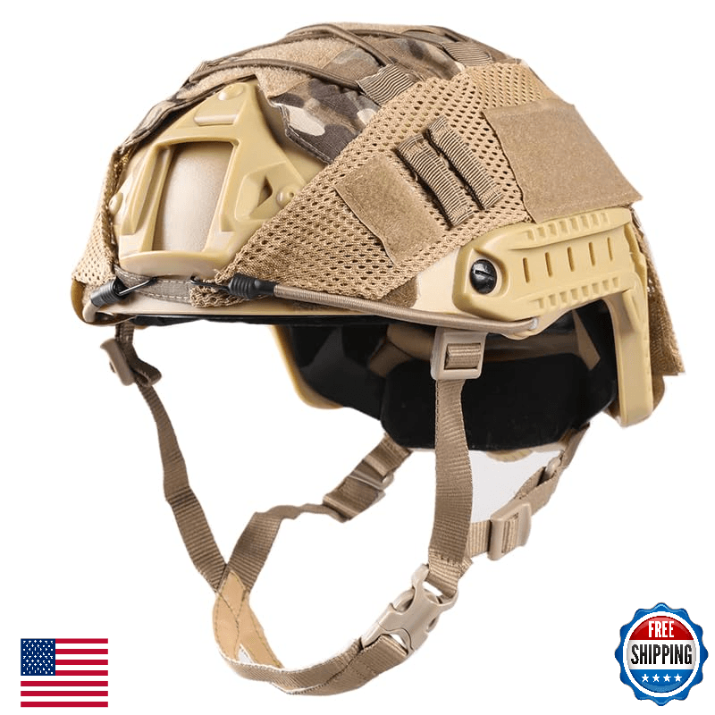 Adjustable PJ Type Tactical Helmet w/Cover - Ops-Dial, NVG Mount, Rails - Image 1