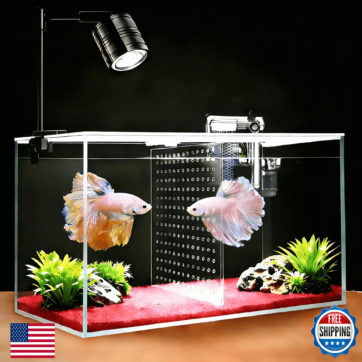 iPriro Fish Tank, 3 Gallon Ultra-Clear Glass Fish Aquarium, with Separator Plate - Image 1