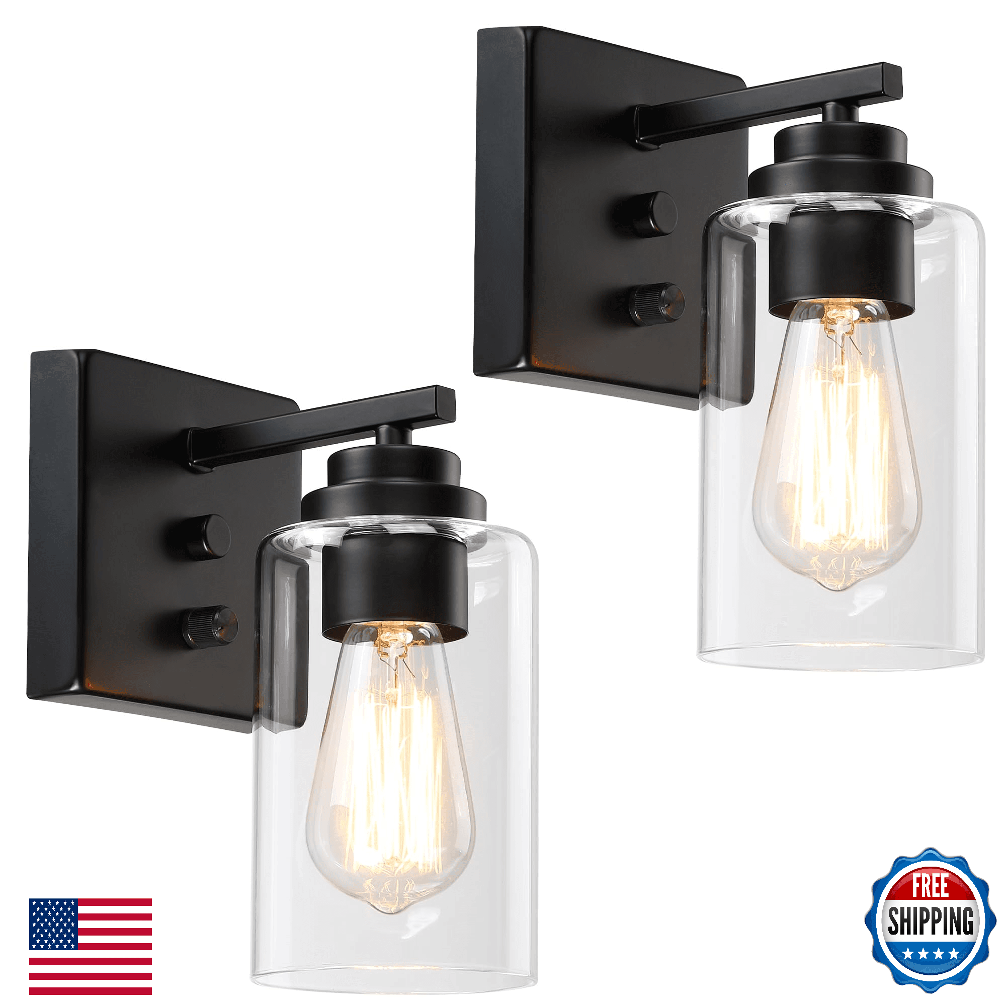 Pia Ricco Wall Sconces Set of Two Bedside Wall Lamps Rotary Switch Modern Bathro - Image 1