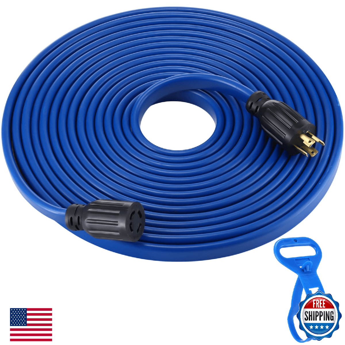 Kanayu 40 FT 4 Prong 30 Amp Flat Generator Extension Cord Compatible with NEMA L - Image 1
