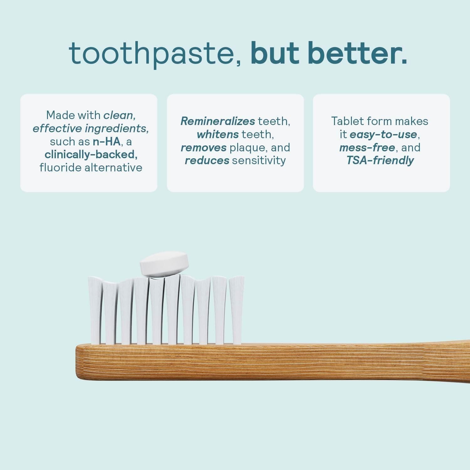 HUPPY Toothpaste Tablets, Nano Hydroxyapatite Toothpaste - Natural Whitening, Fl - Thumbnail 2