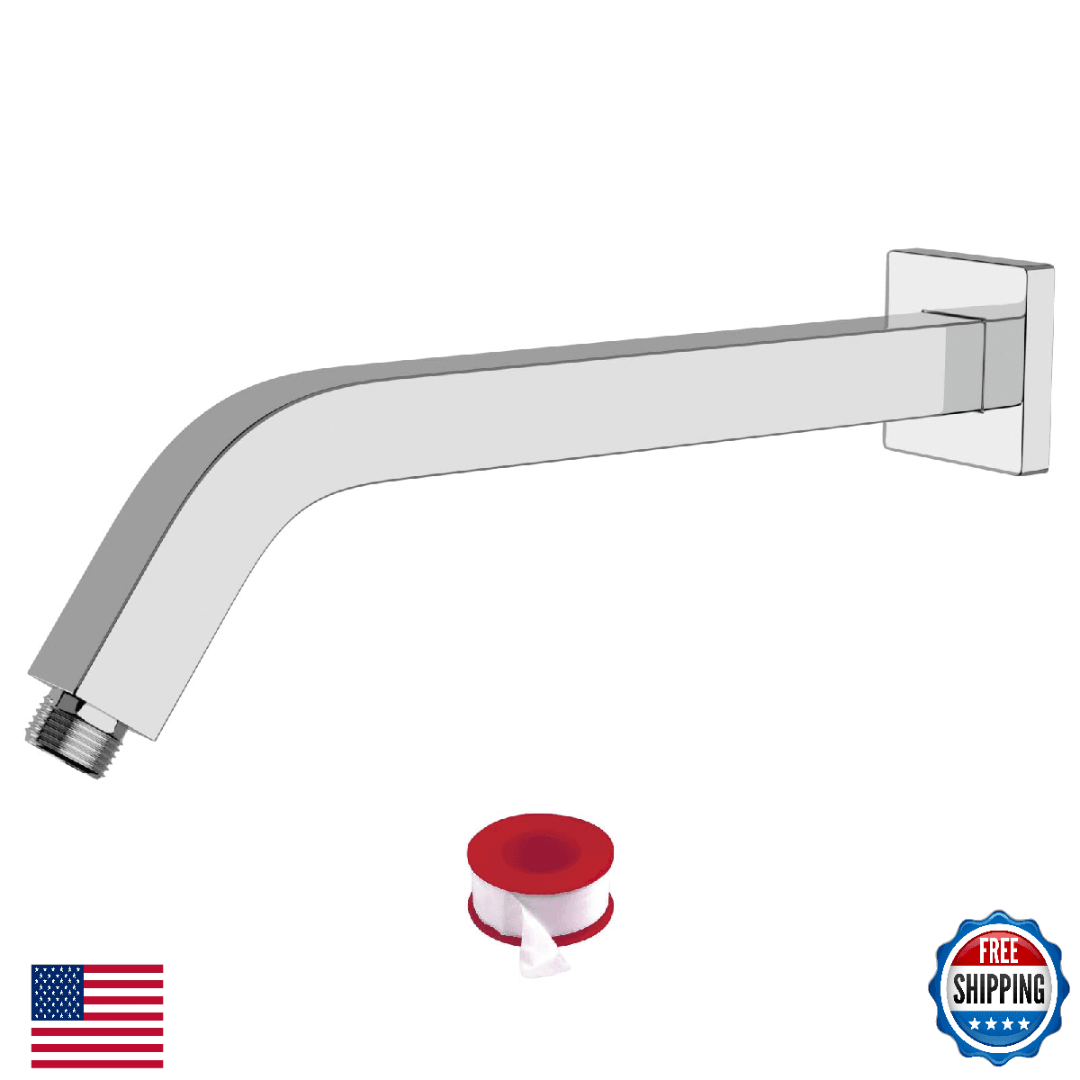 Lordear 10" Stainless Steel Shower Arm Extension Rain Head - 1/2 NPT Leakproof - Image 1