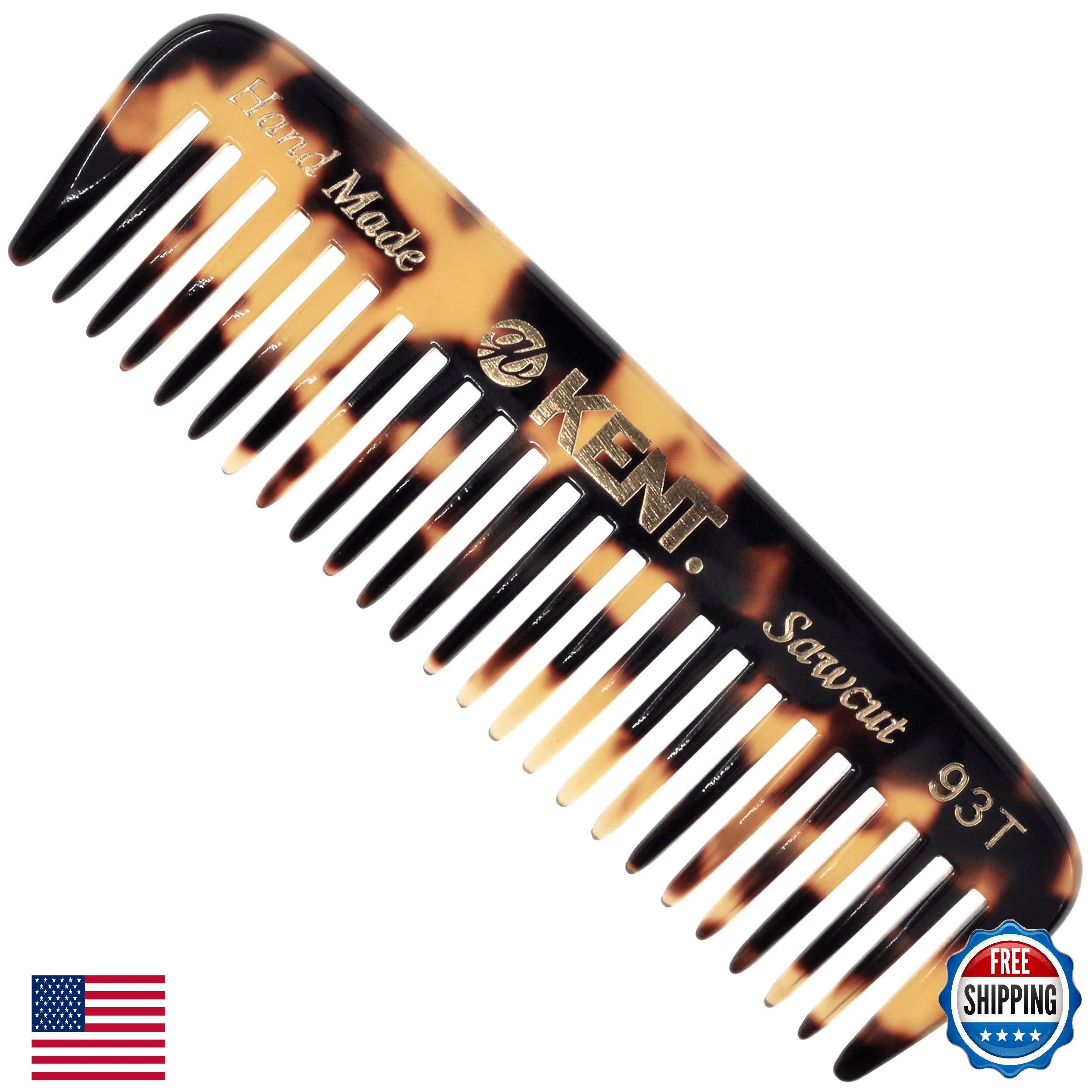 Kent 93T Tokyo Yellow Wide Tooth Men's Beard & Mustache Comb - Pocket Size - Image 1