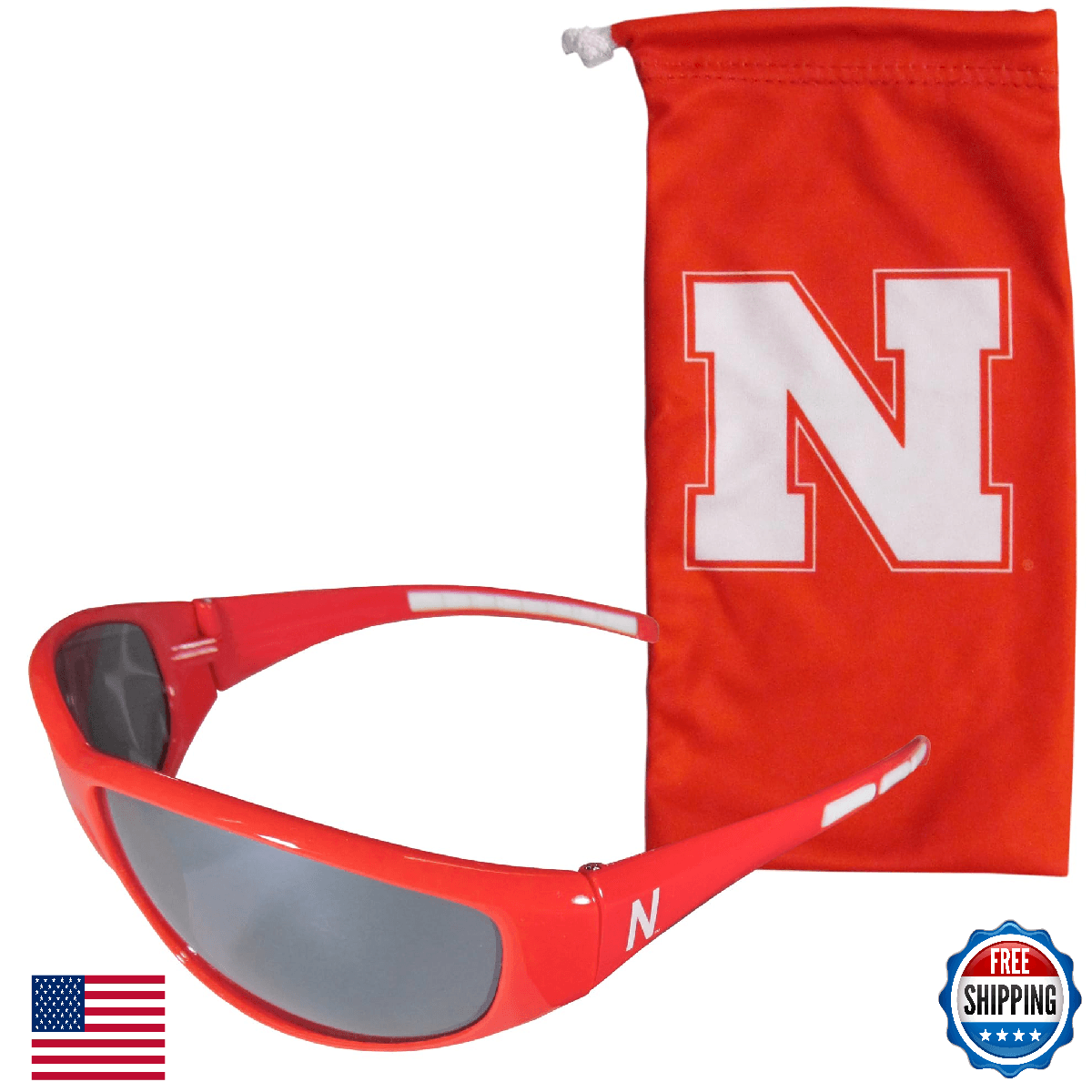 Siskiyou Sports NCAA Nebraska Cornhuskers Adult Sunglasses & Microfiber Bag Set - Image 1