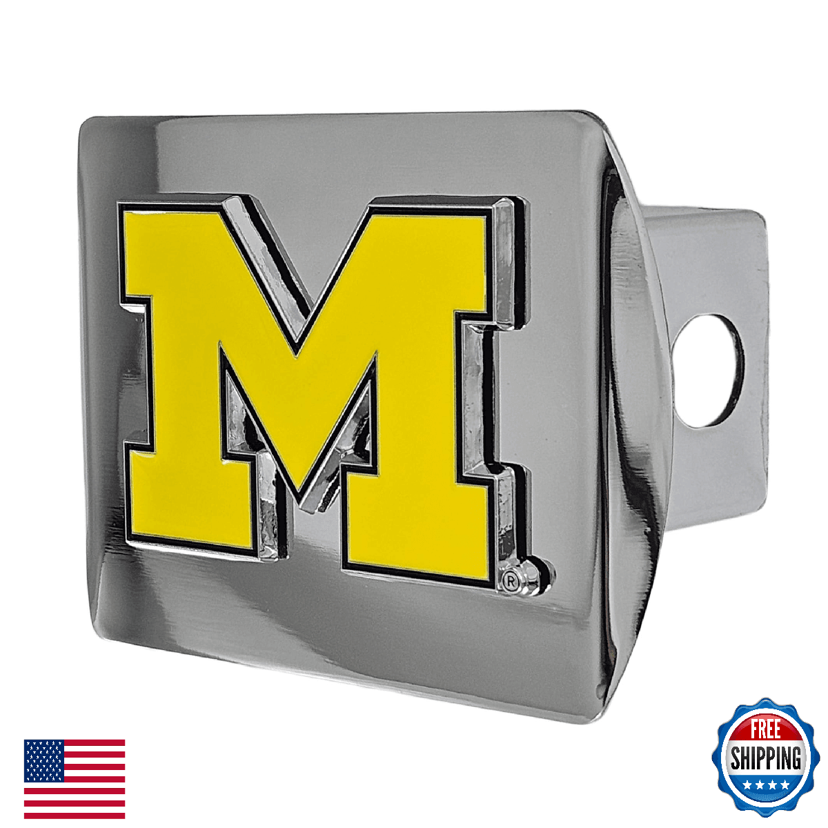 FANMATS Michigan Wolverines 3D Color Emblem Hitch Cover For 2" Receivers - Image 1
