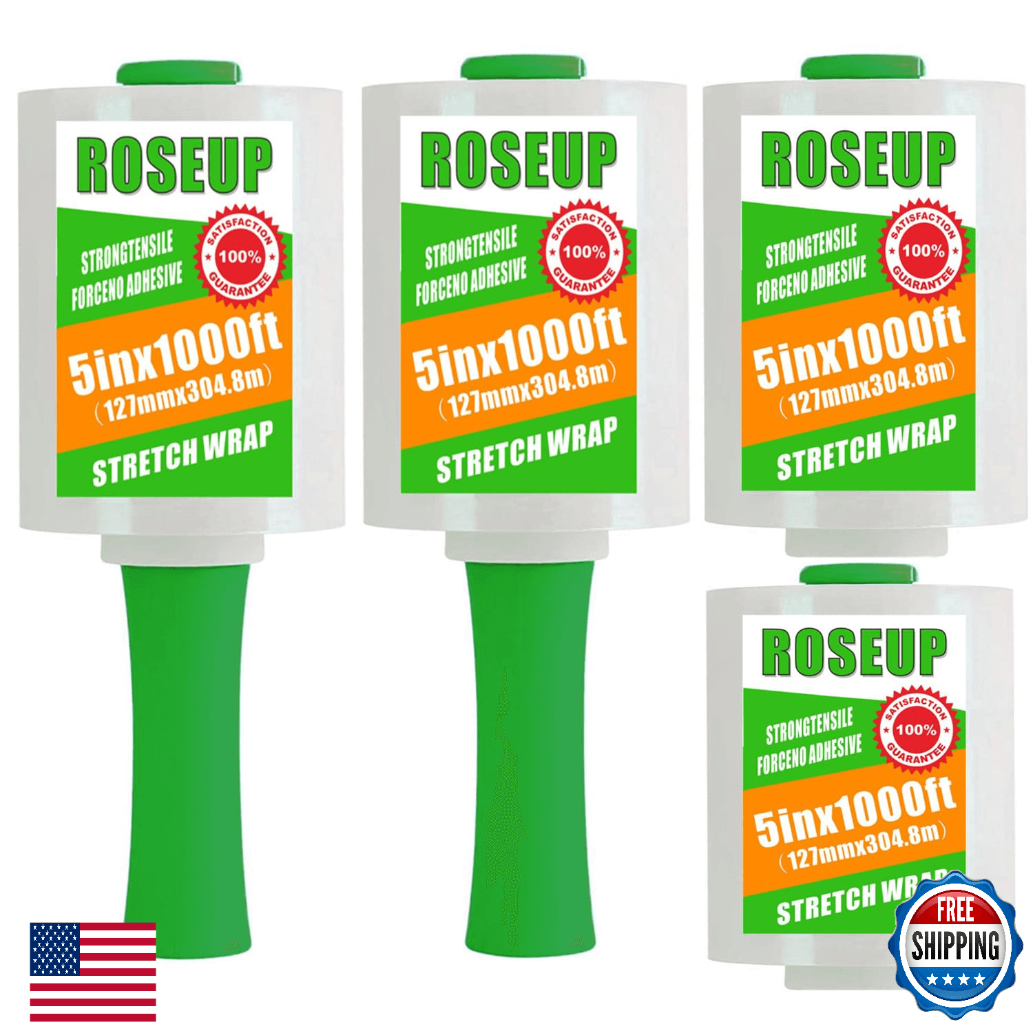 ROSEUP Clear Stretch Wrap Film 5" x 1000ft Roll with Handle, 80 Gauge Thick Clin - Image 1