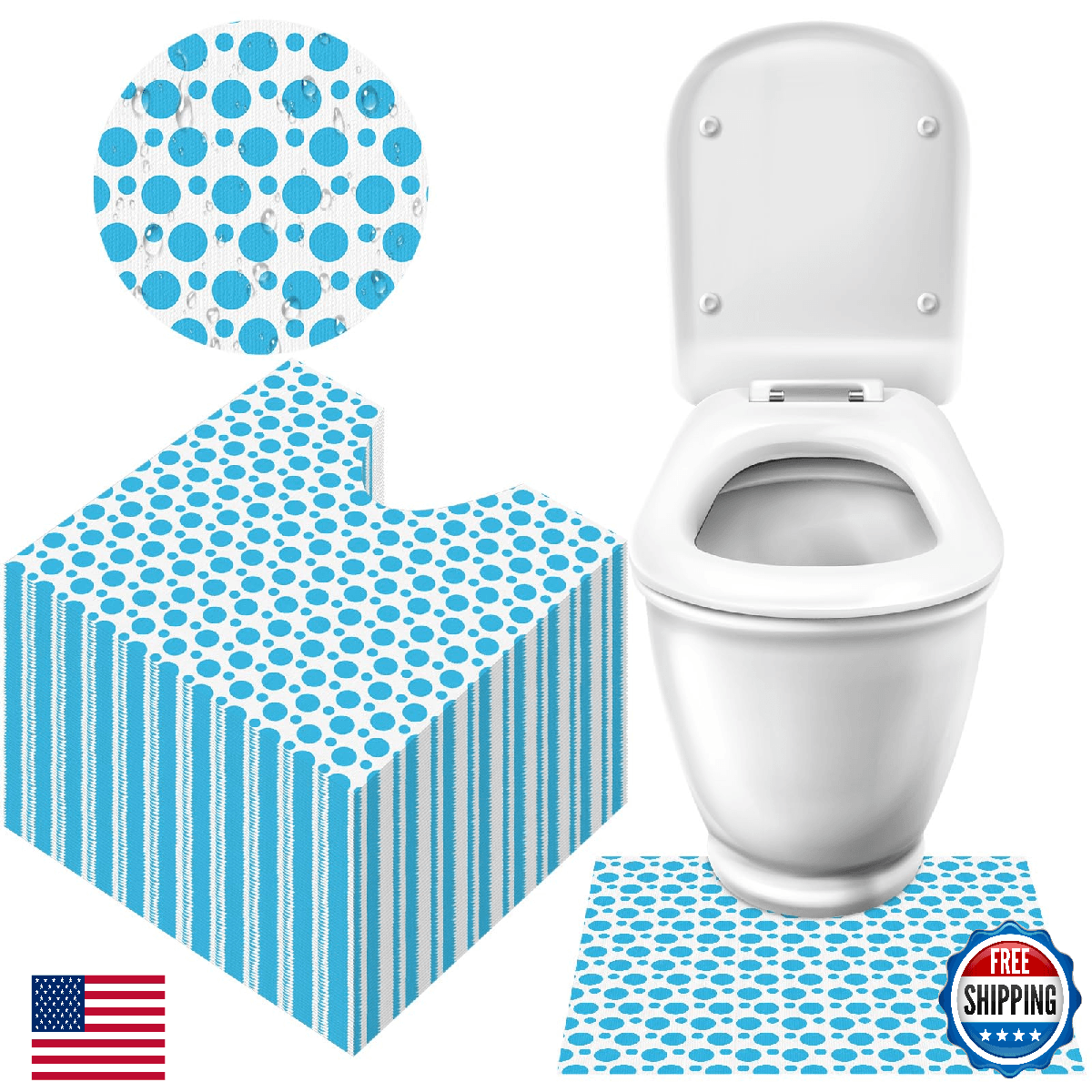 Drydiet 100x Disposable Toilet Mats Absorbent Floor Protector U-Shaped Bathroom - Image 1