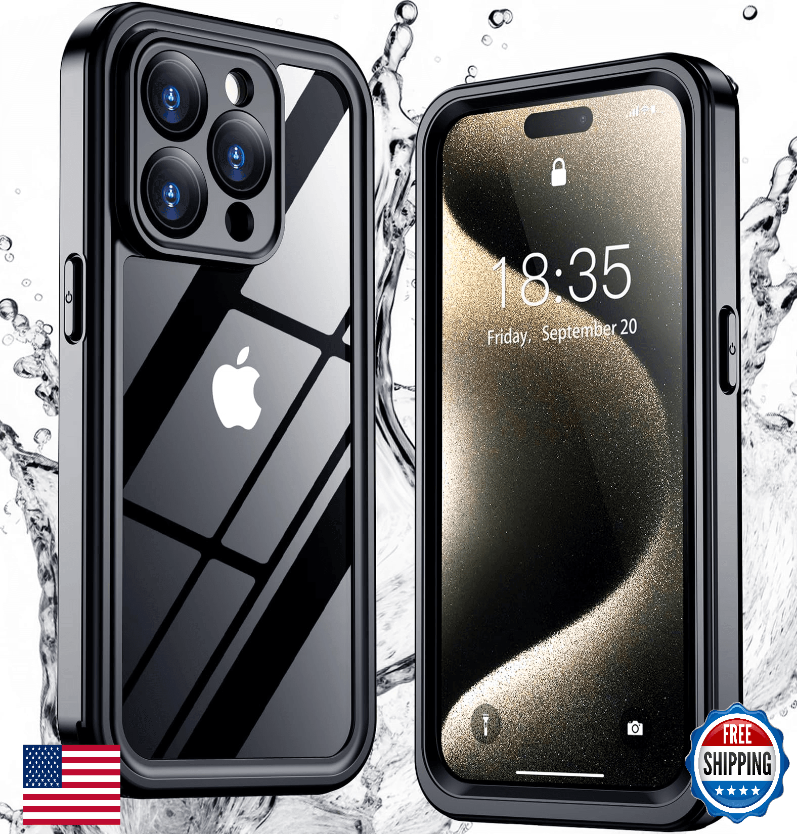 Justcool Waterproof iPhone 15 Pro Max Case 14ft Drop Military Shockproof Built-i - Image 1