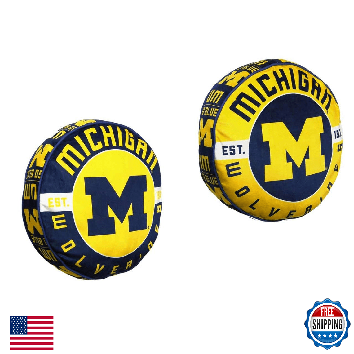 Northwest NCAA Michigan Wolverines Round Cloud Pillow, 15", Team Comfort - Image 1