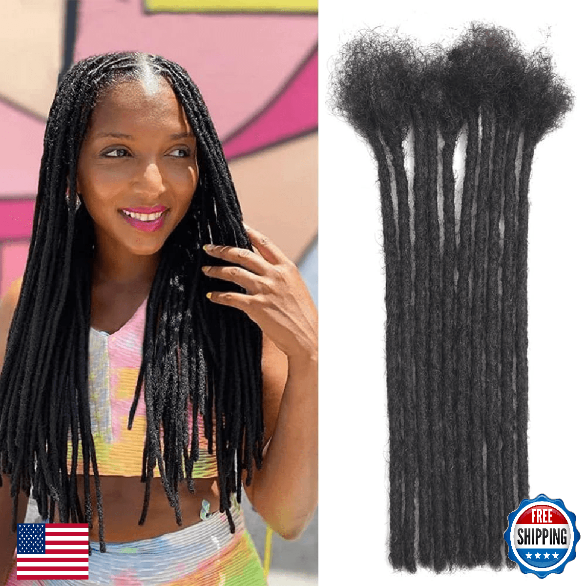 Dreadlock Extensions Human Hair 10-100 Strands 100% Full Handmade Permanent Loc - Image 1